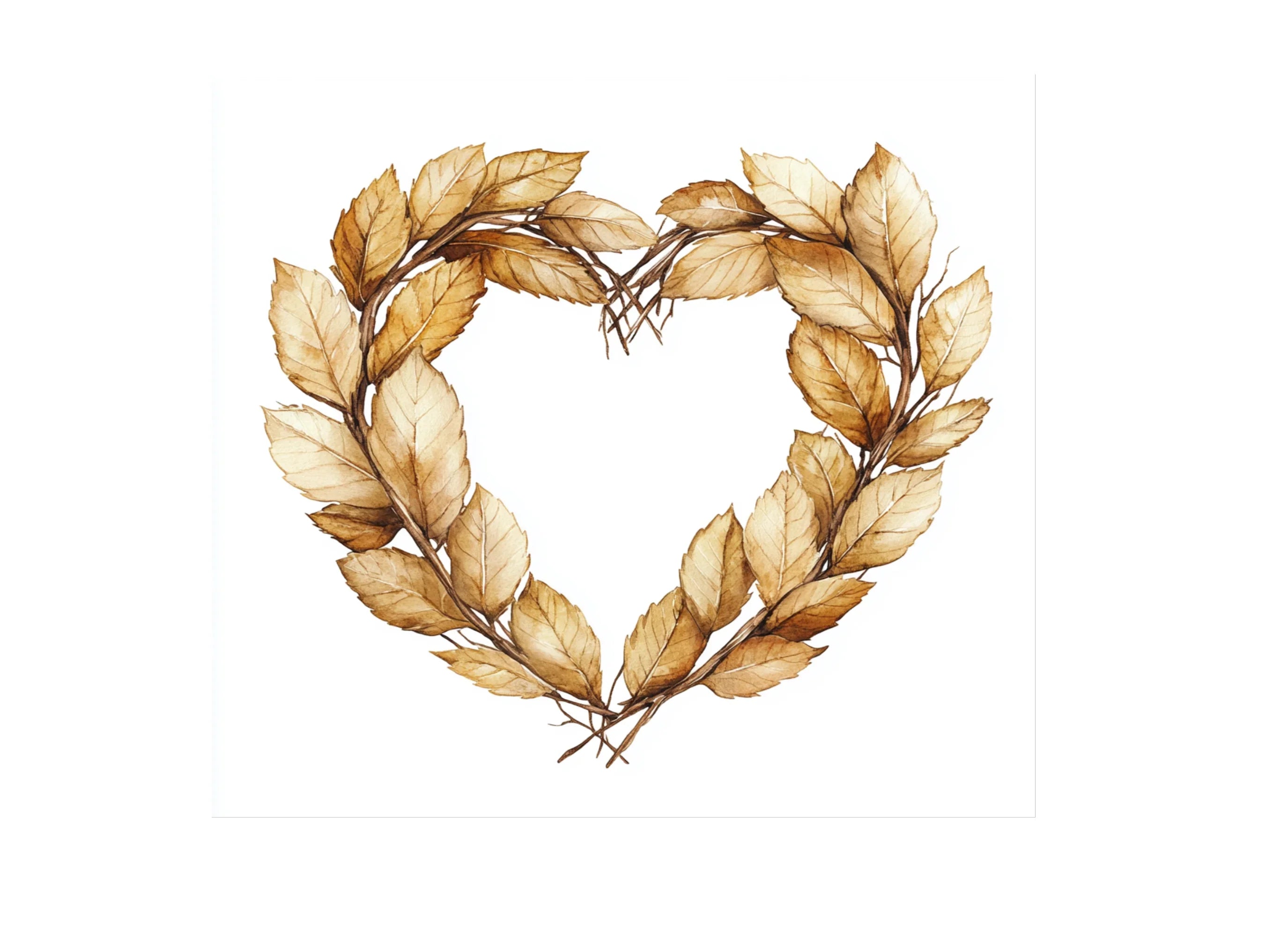 Heart Shaped Leaf Wreaths Clipart Bundle