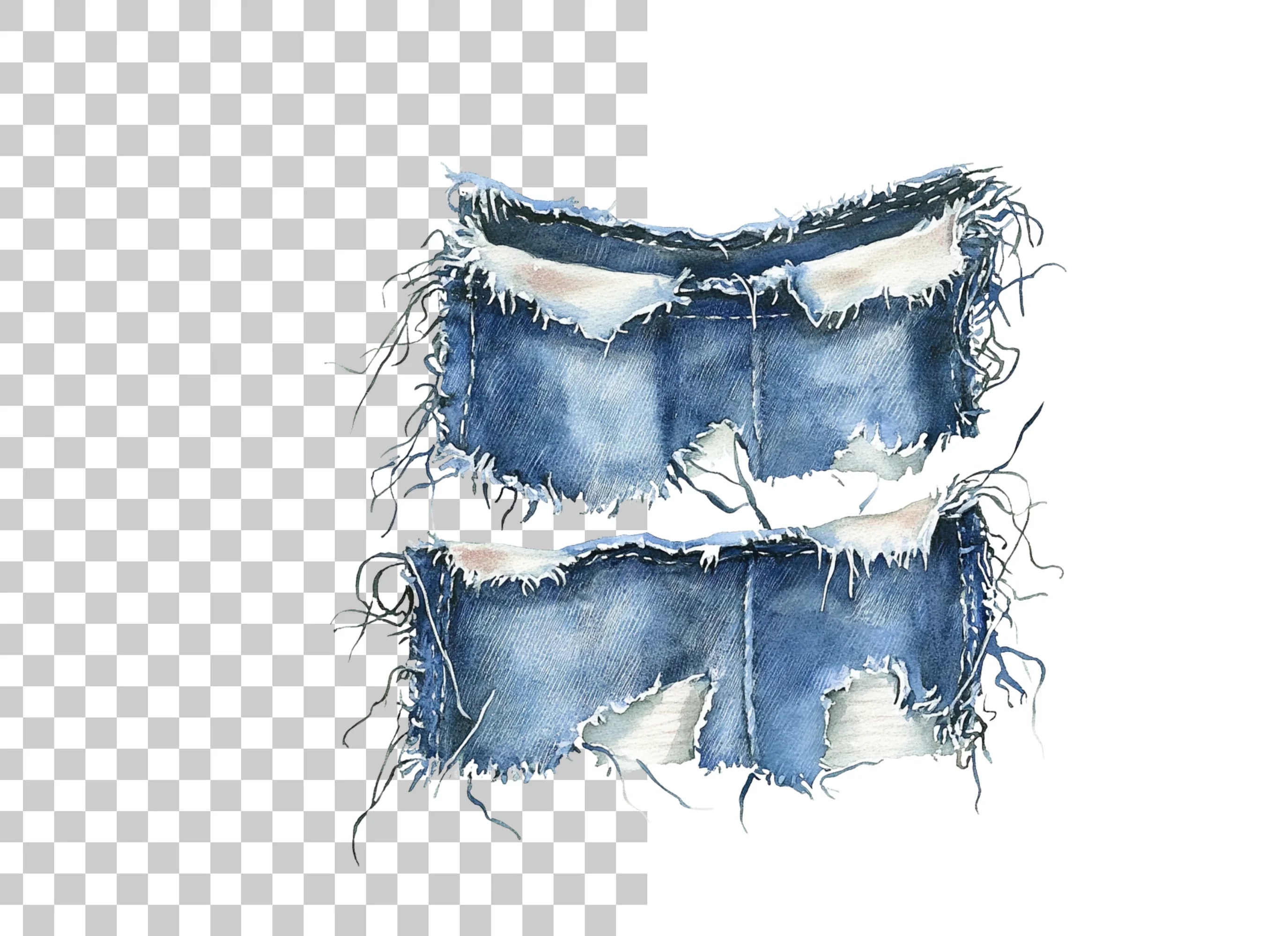 Distressed Denim Patches Clipart Bundle