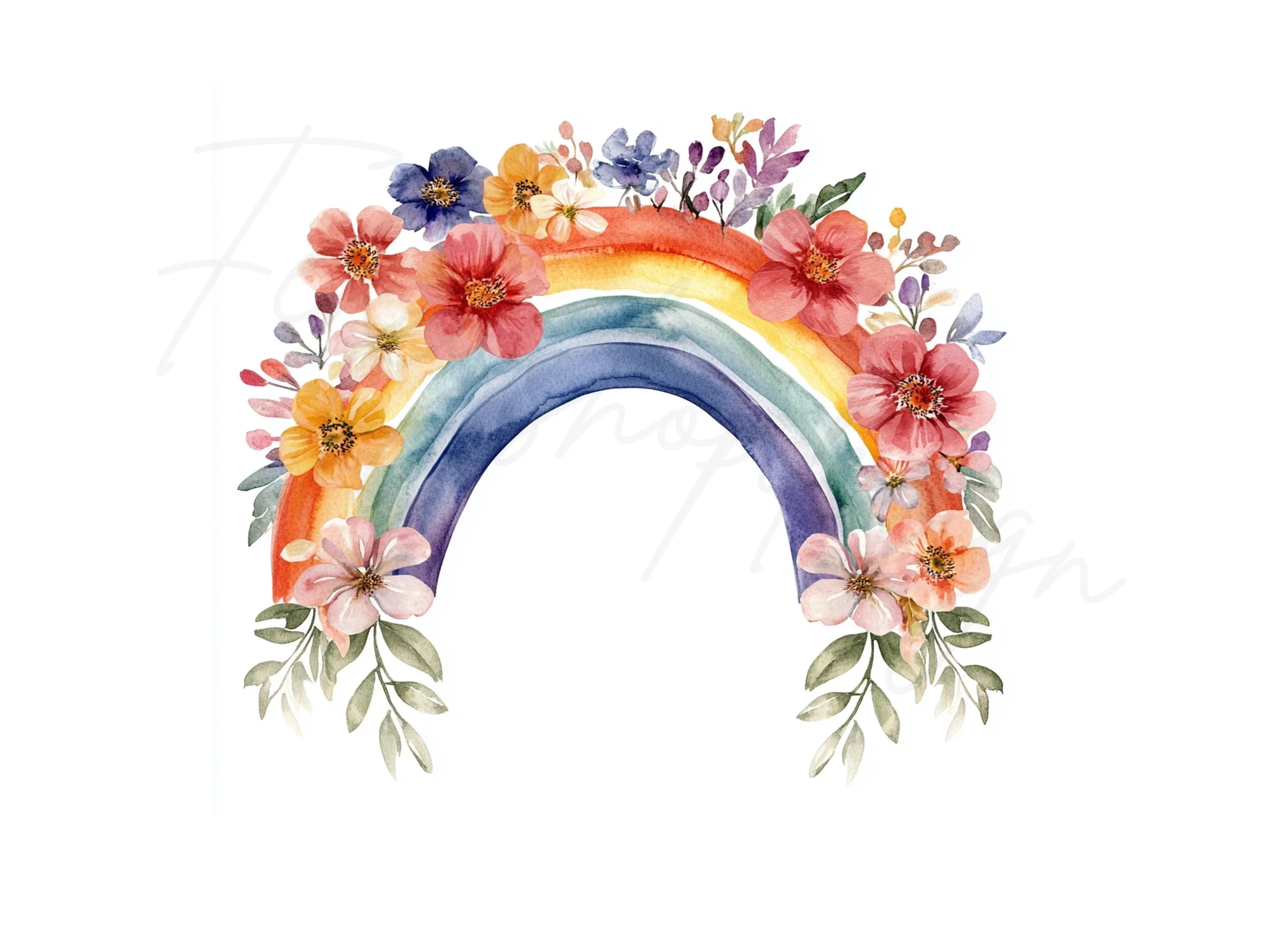 Floral Rainbow Clipart Bundle