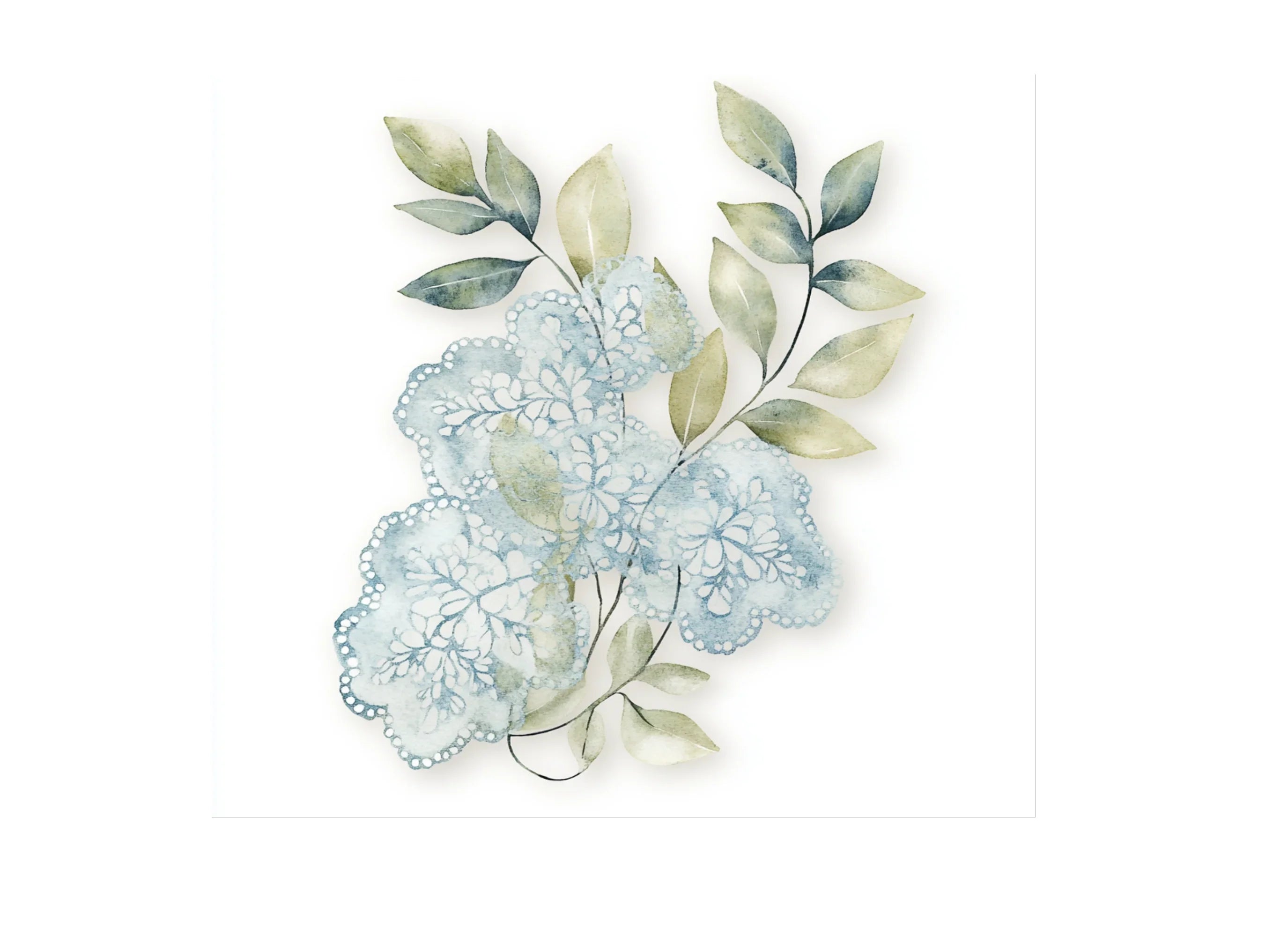 Green Leaves and Blue Lace Clipart Bundle