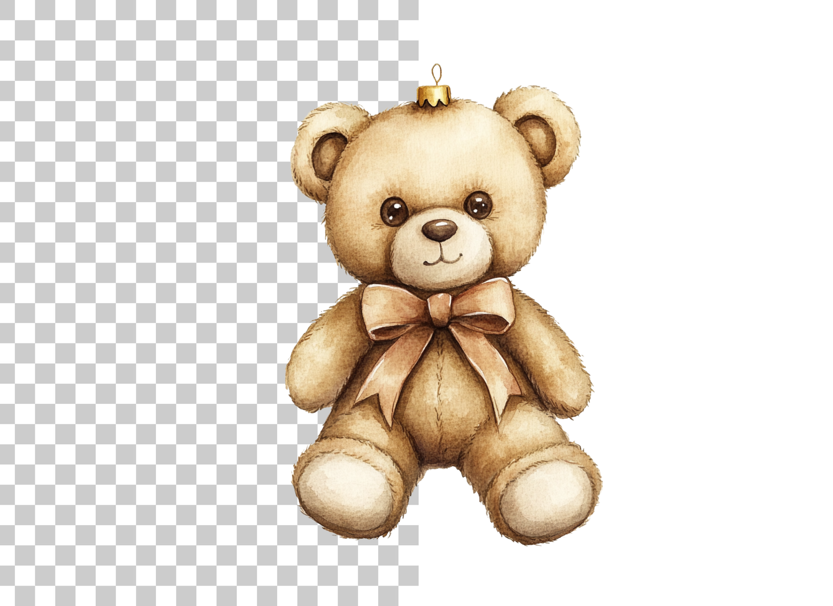 Cute Teddy Bear Christmas Ornament Clipart Bundle