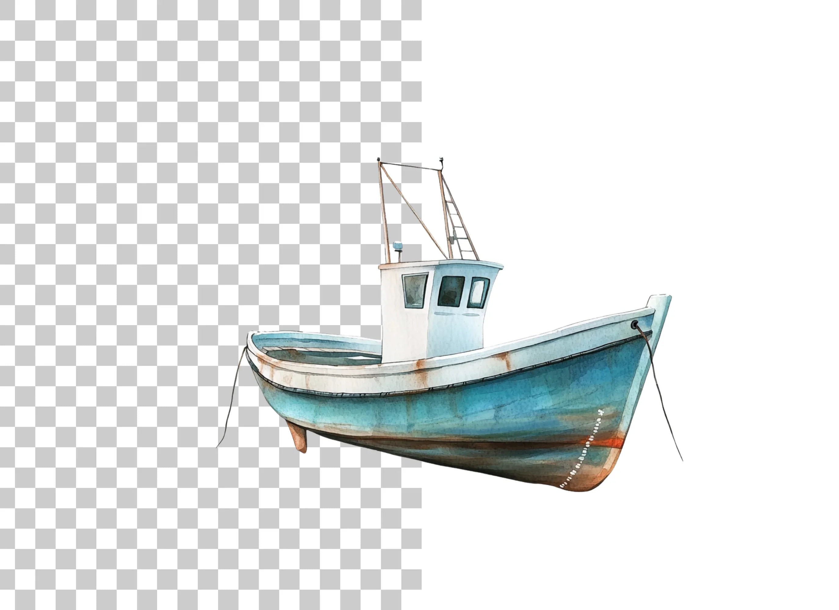 Fishing Boat Illustration Clipart Bundle