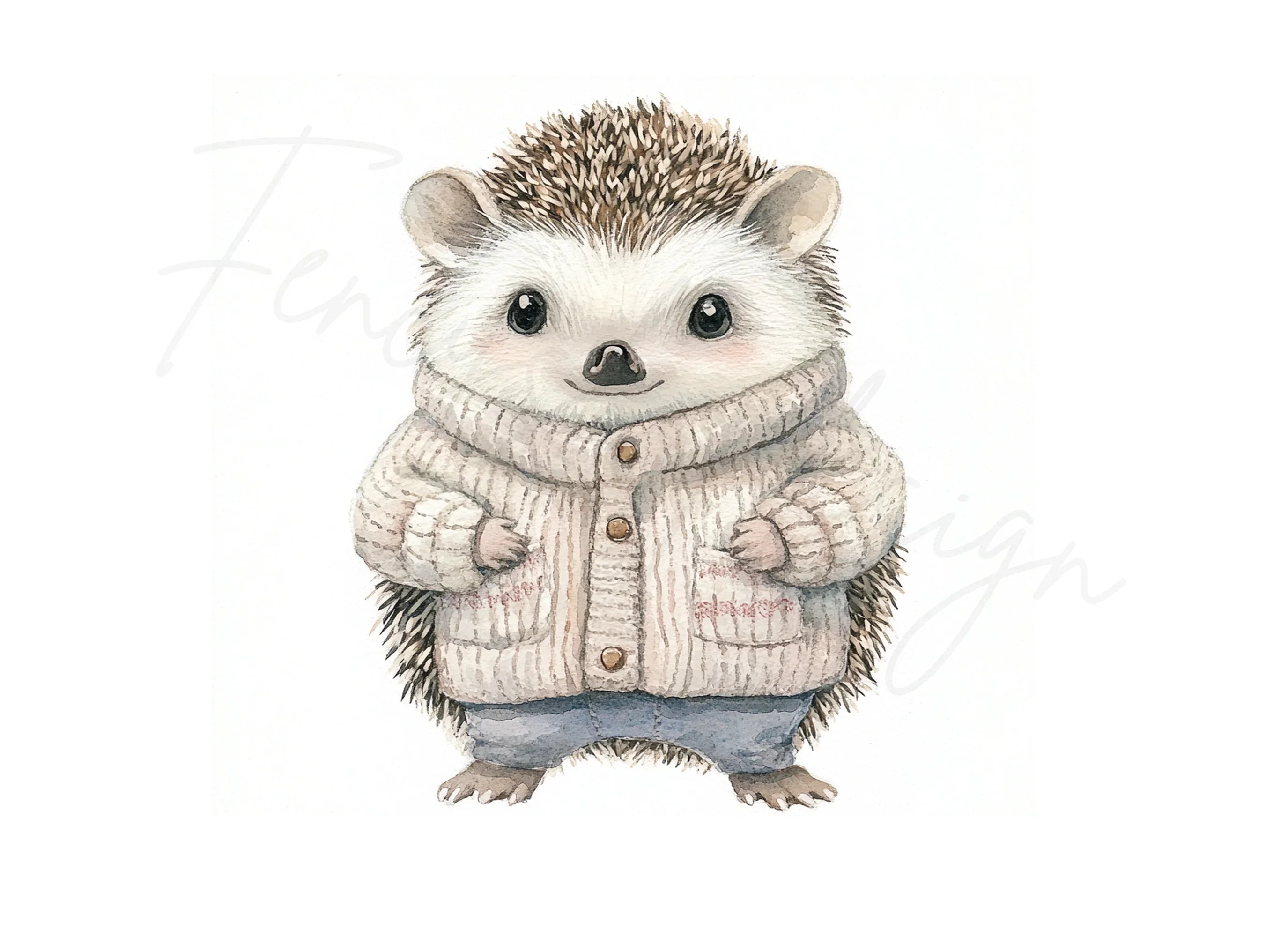 Charming Hedgehog in Sweater Clipart Bundle