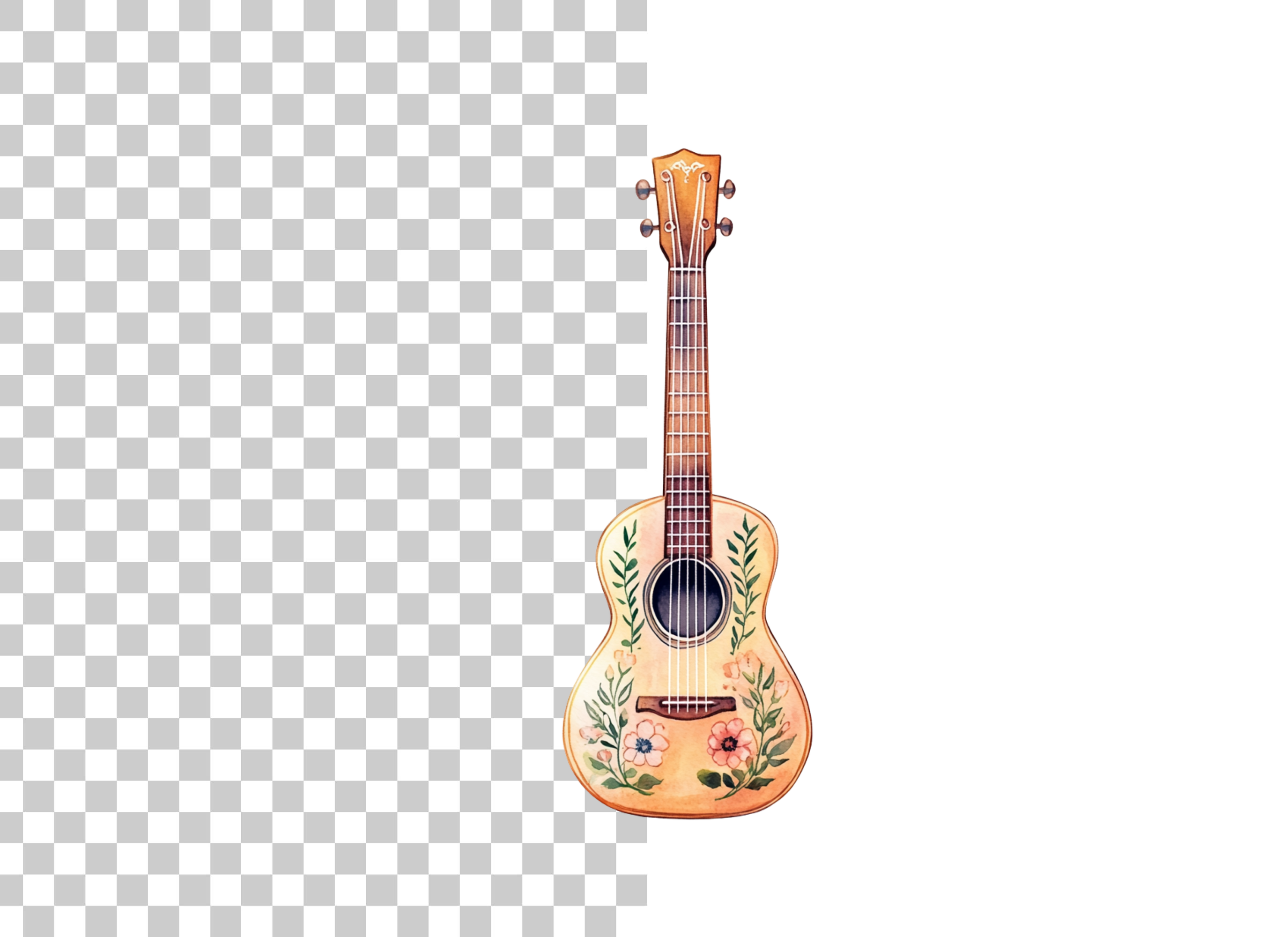 Floral Ukulele Clipart Bundle