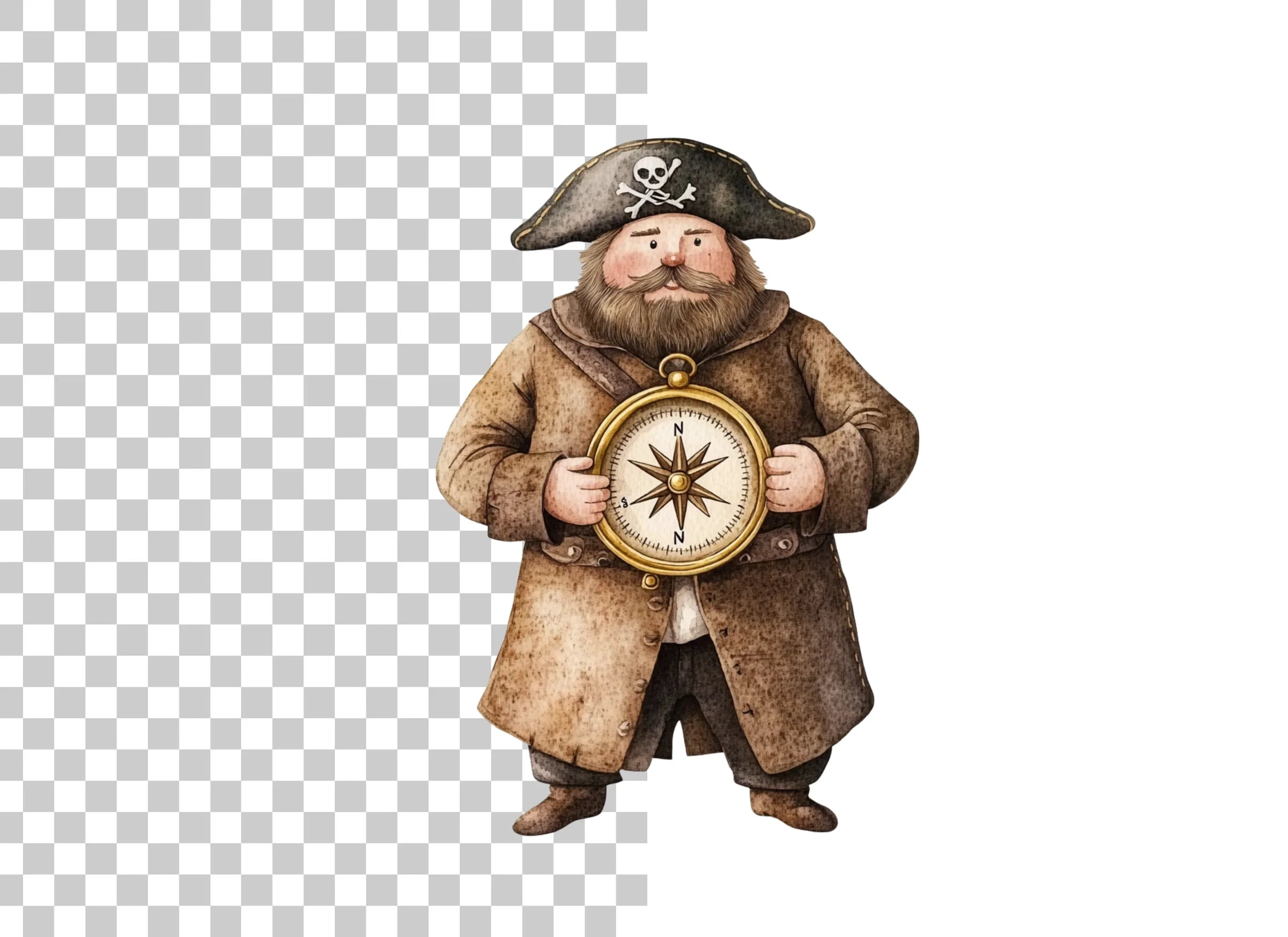 Bearded Pirates with Compasses Clipart Bundle