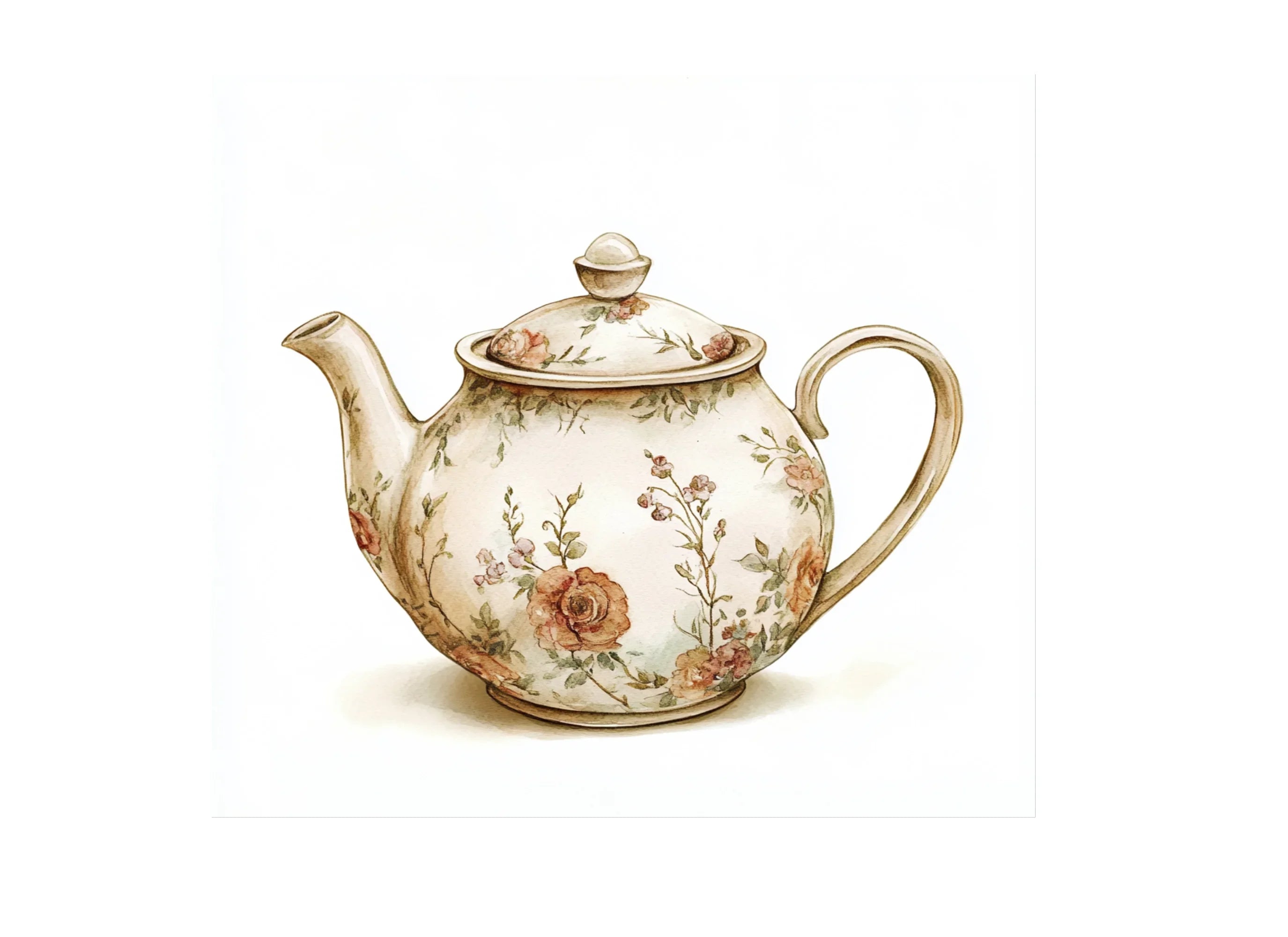 Rustic Floral Teapots Clipart Bundle