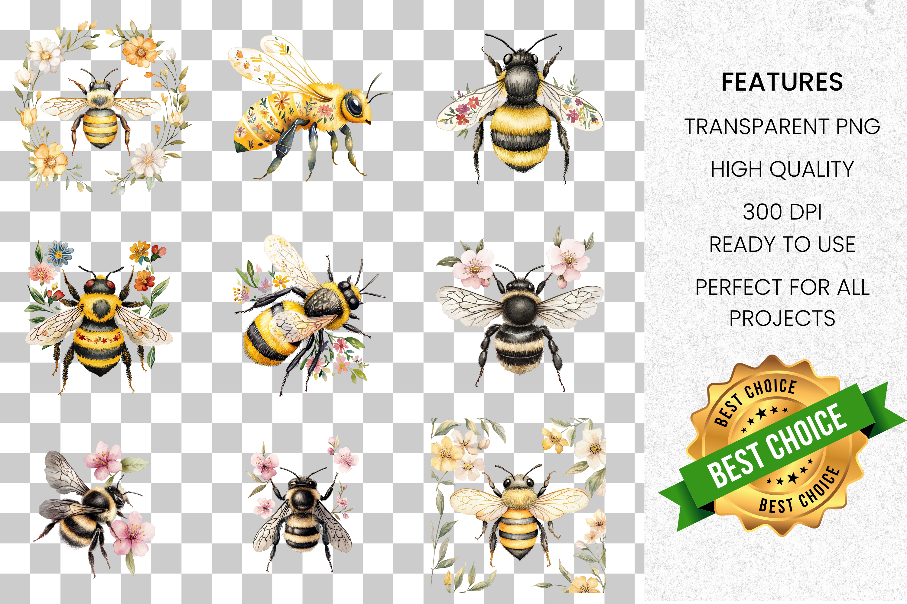 Bumble Bee Clipart Bundle