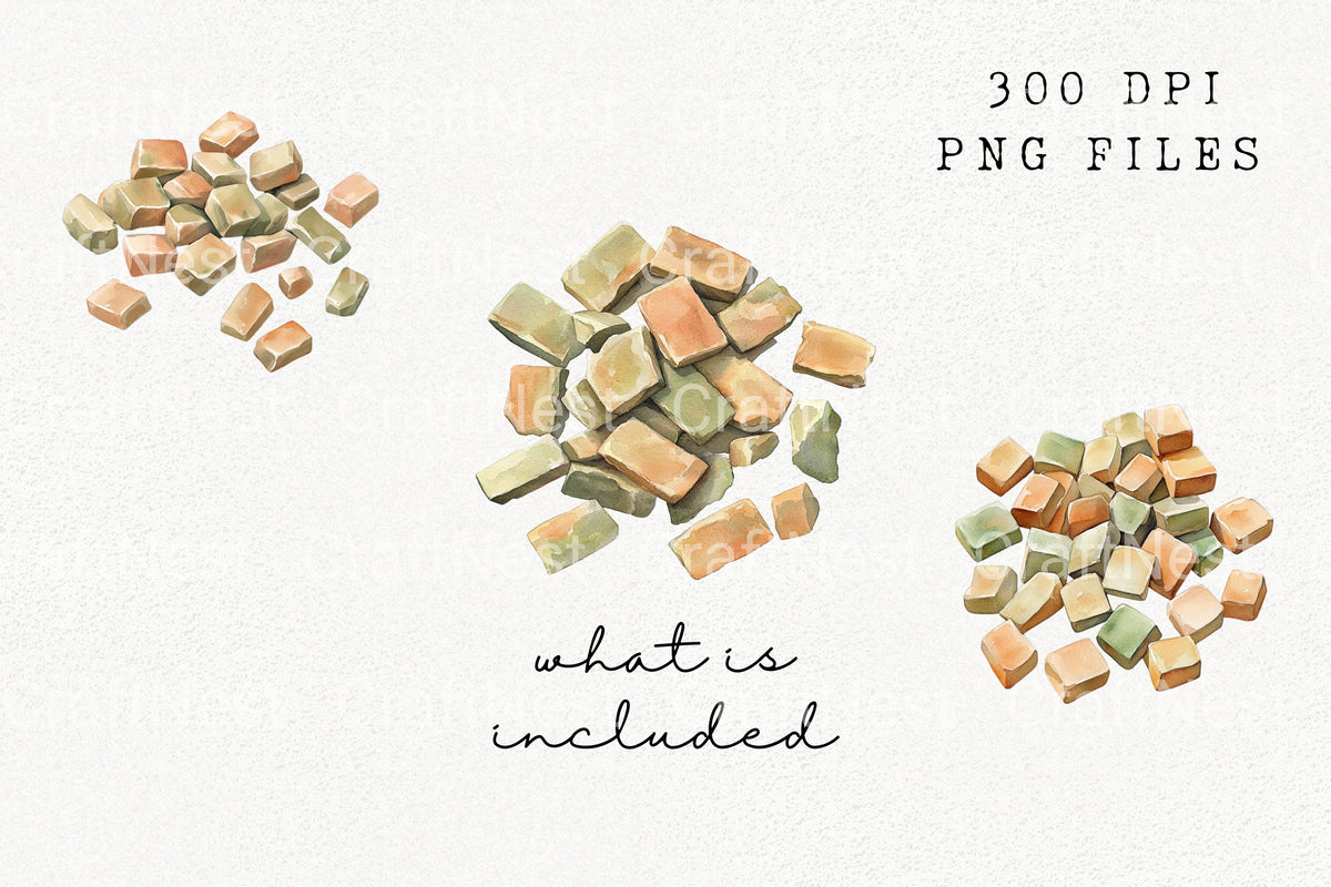 Pastel Scattered Bricks Clipart Bundle