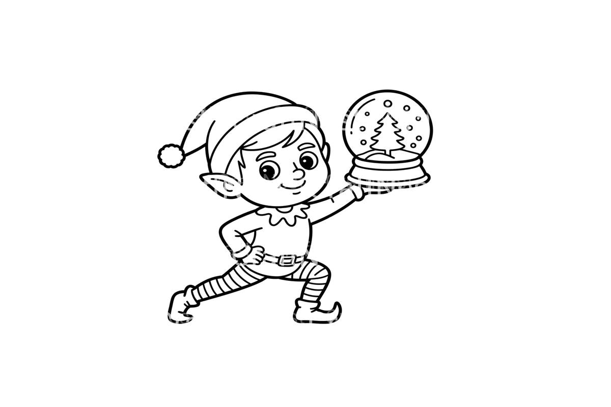 Christmas Elf Yoga Snow Globe Coloring Books