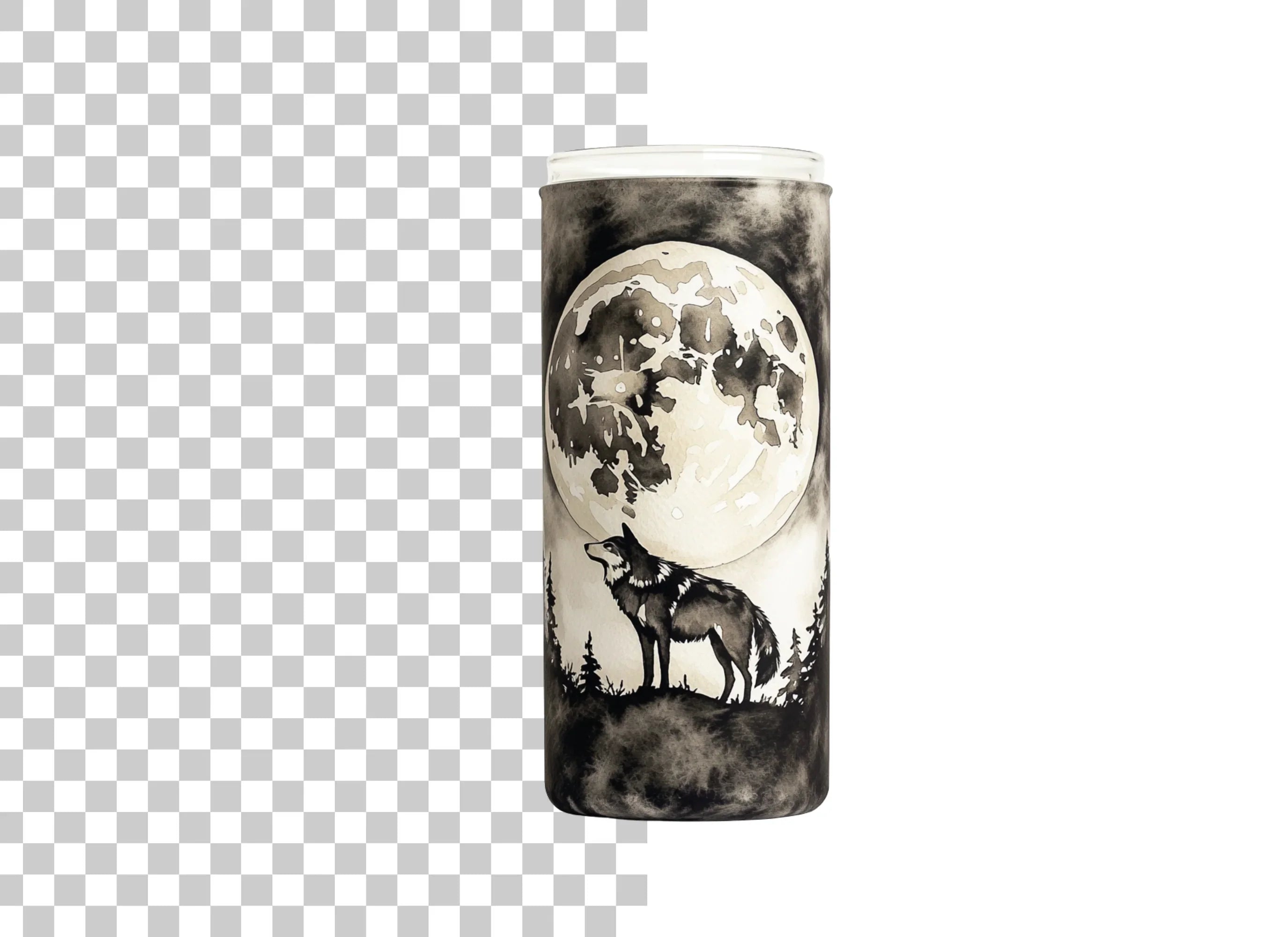 Moon Wolf Tumbler Clipart Bundle