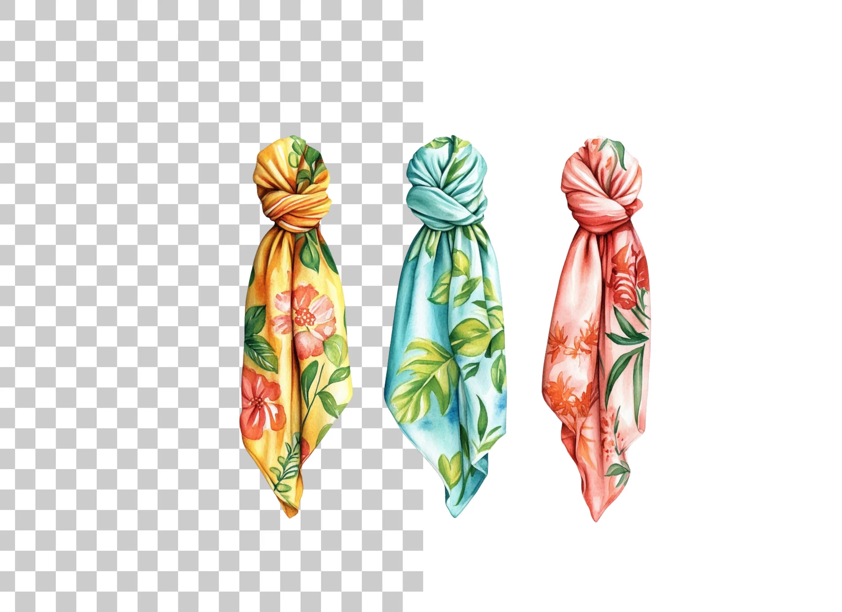 Elegant Silk Scarf Clipart Bundle