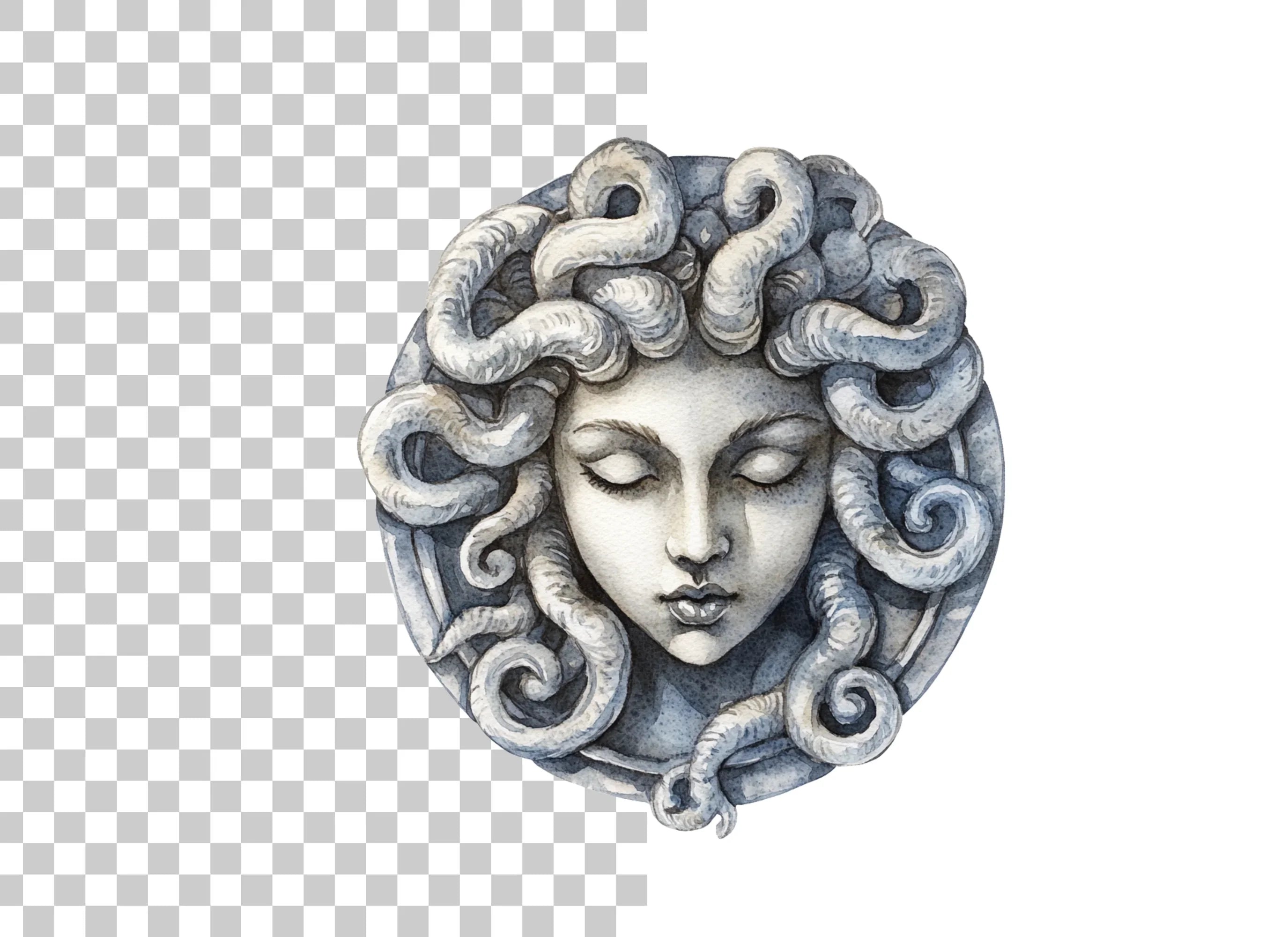 Medusa Stone Head Clipart Bundle