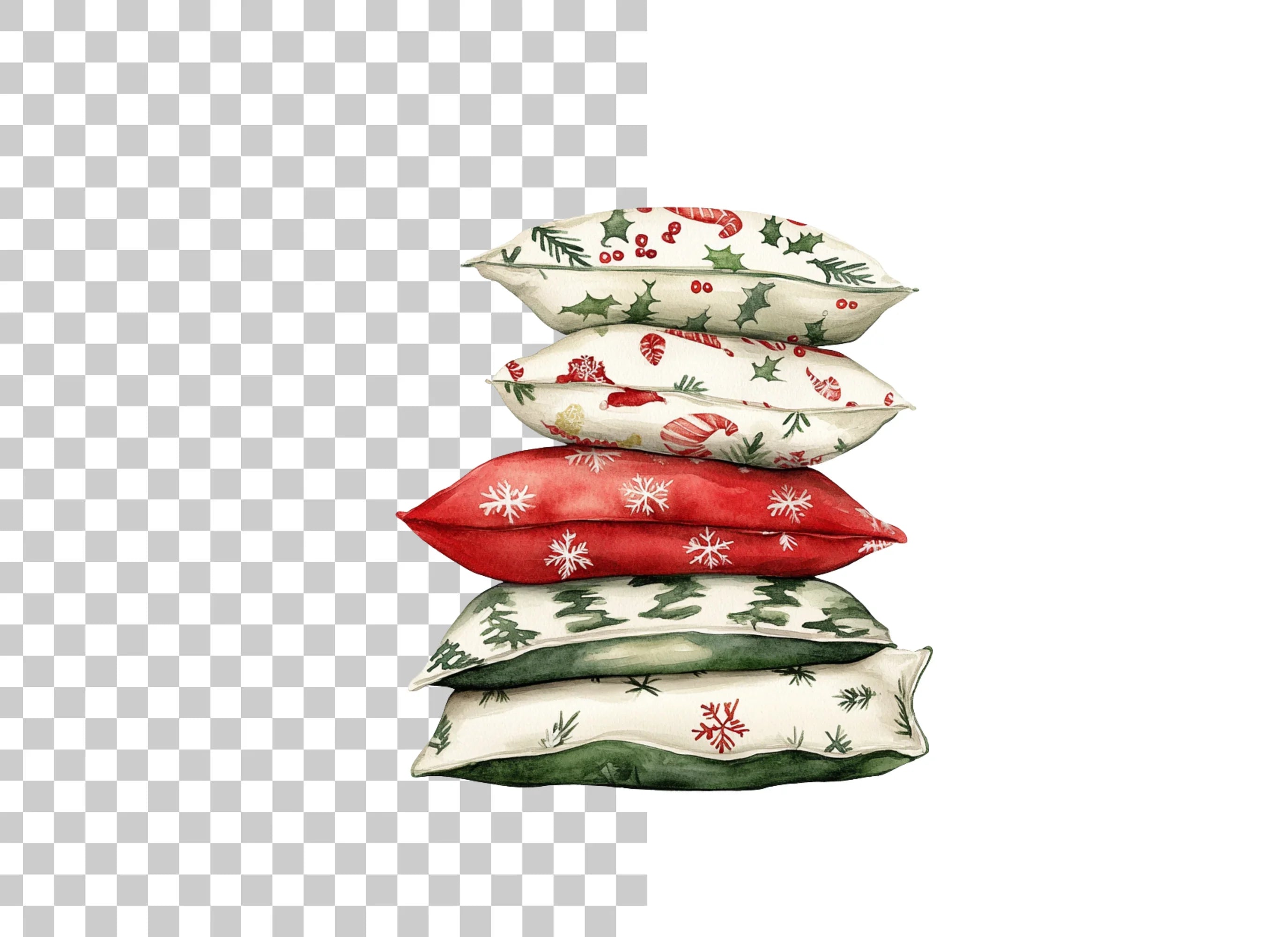 Christmas Pillow Stacks Clipart Bundle