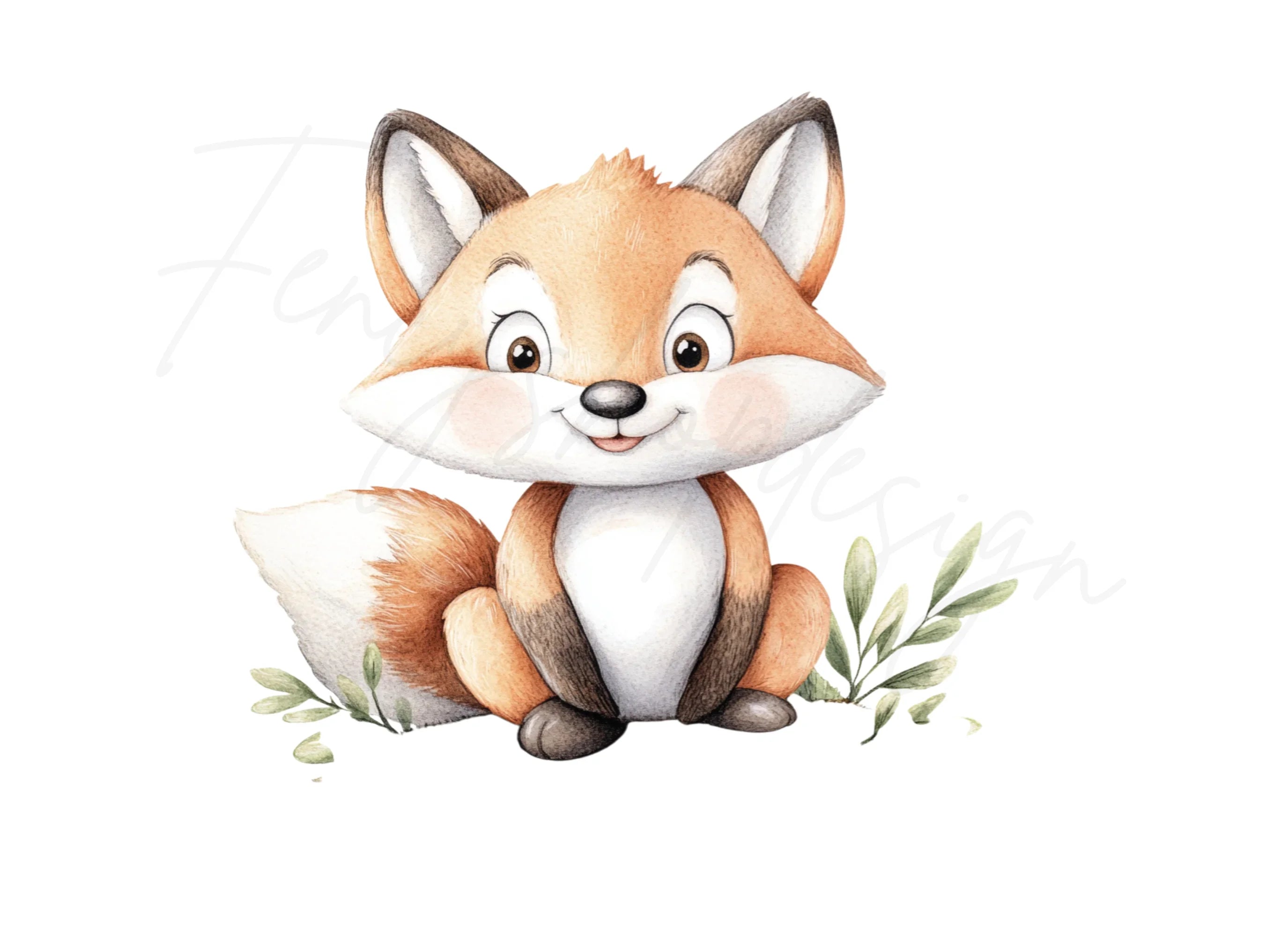 Cute Baby Fox Clipart Bundle