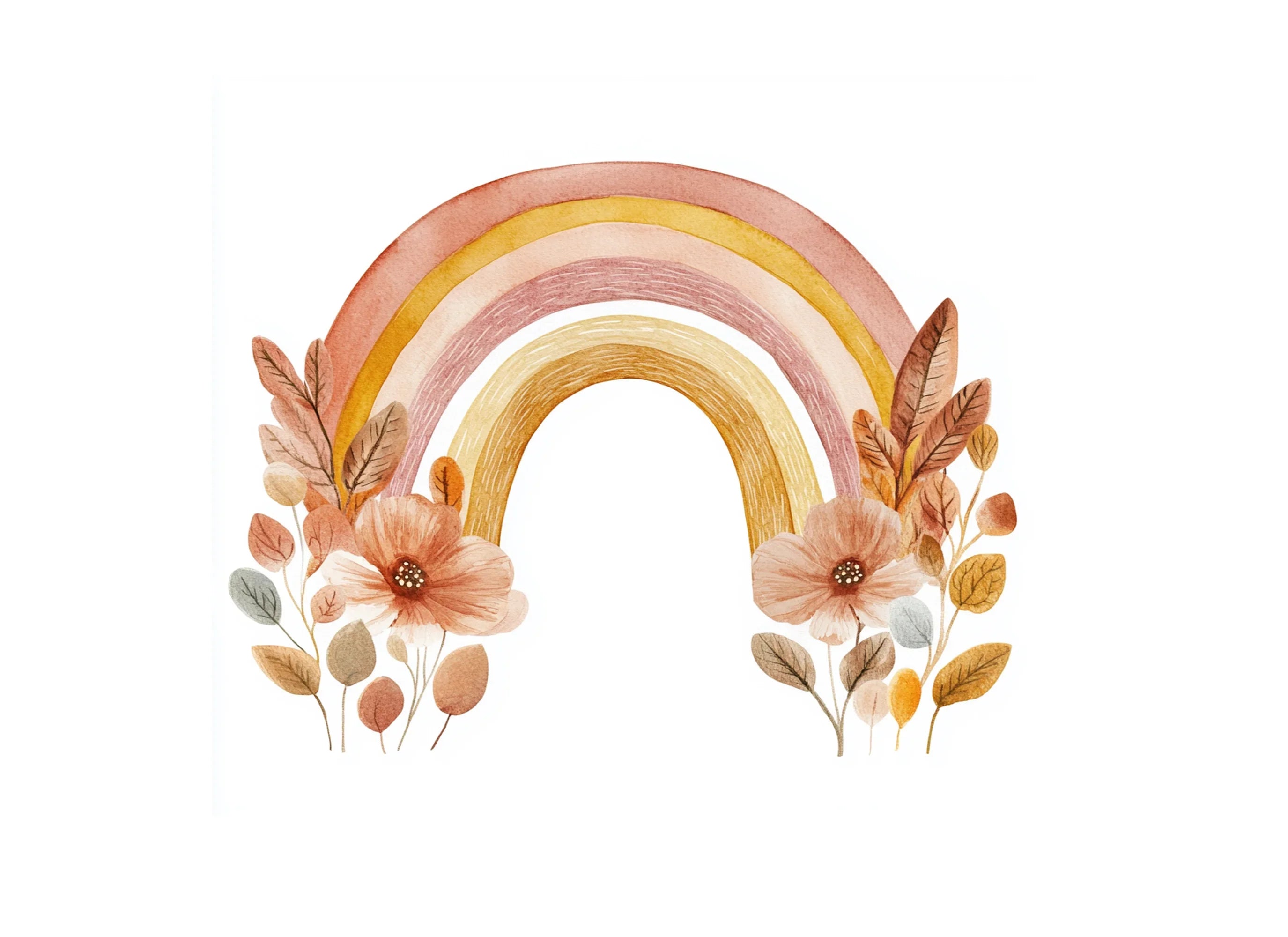 Autumn Floral Rainbow Clipart Bundle