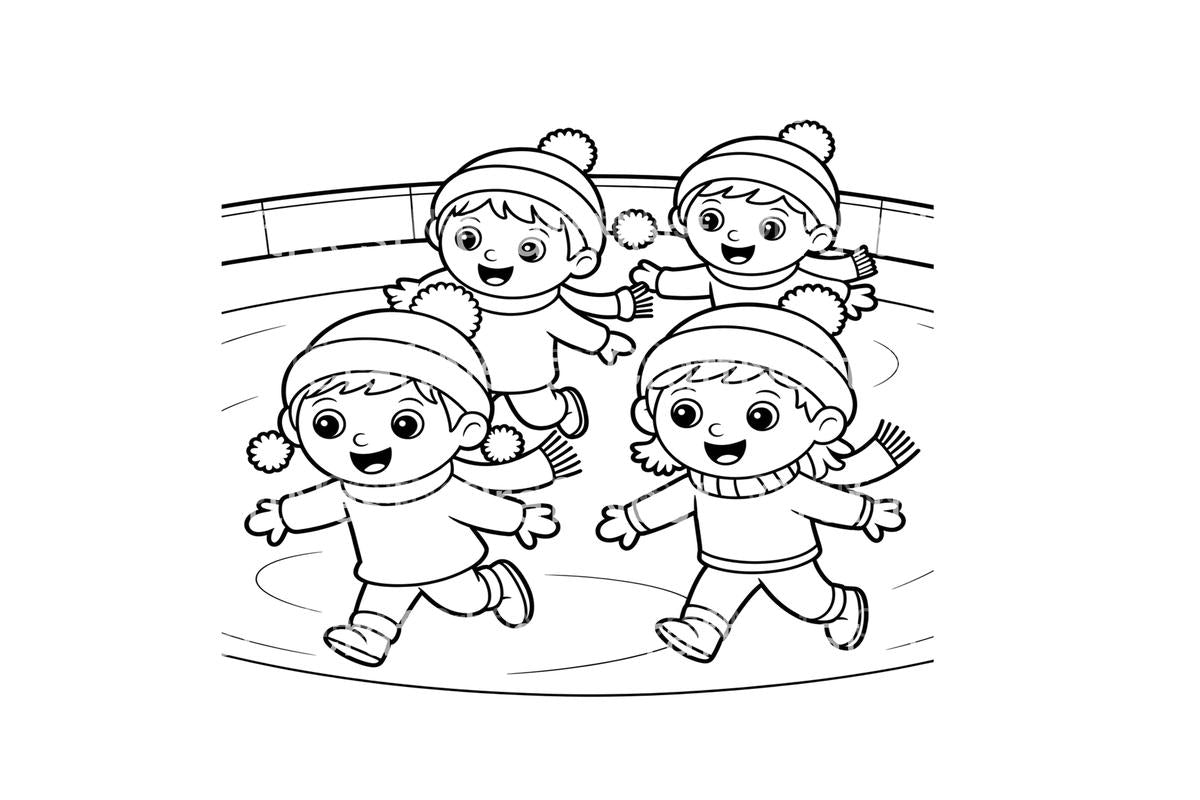 Happy Kids Ice Skating Coloring Books