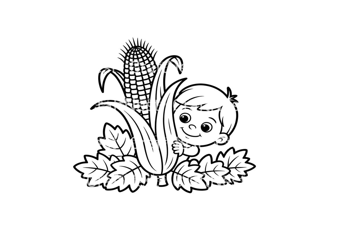 Kids Autumn Corn Harvest Coloring Books