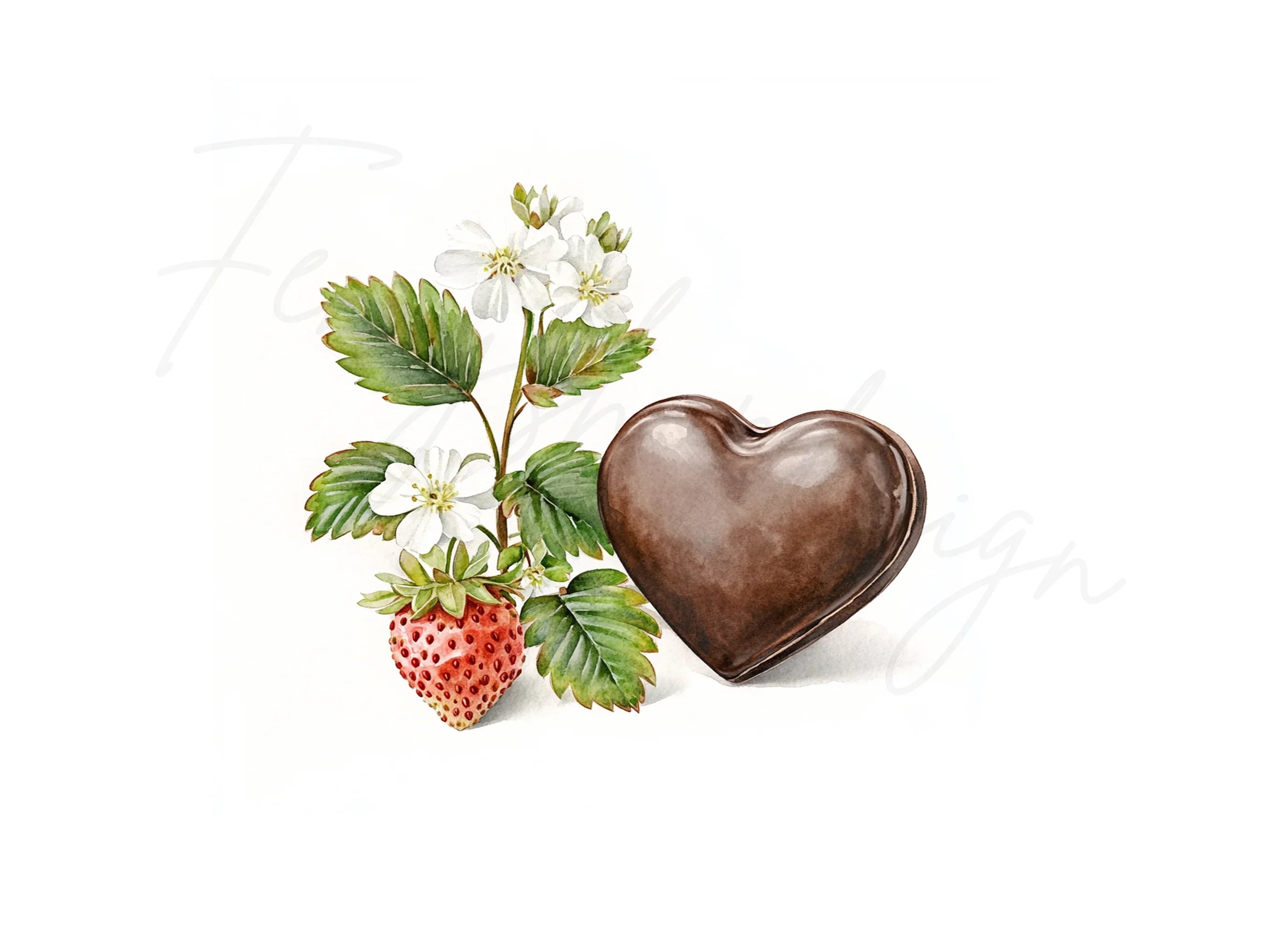 Chocolate Heart Strawberry Clipart Bundle