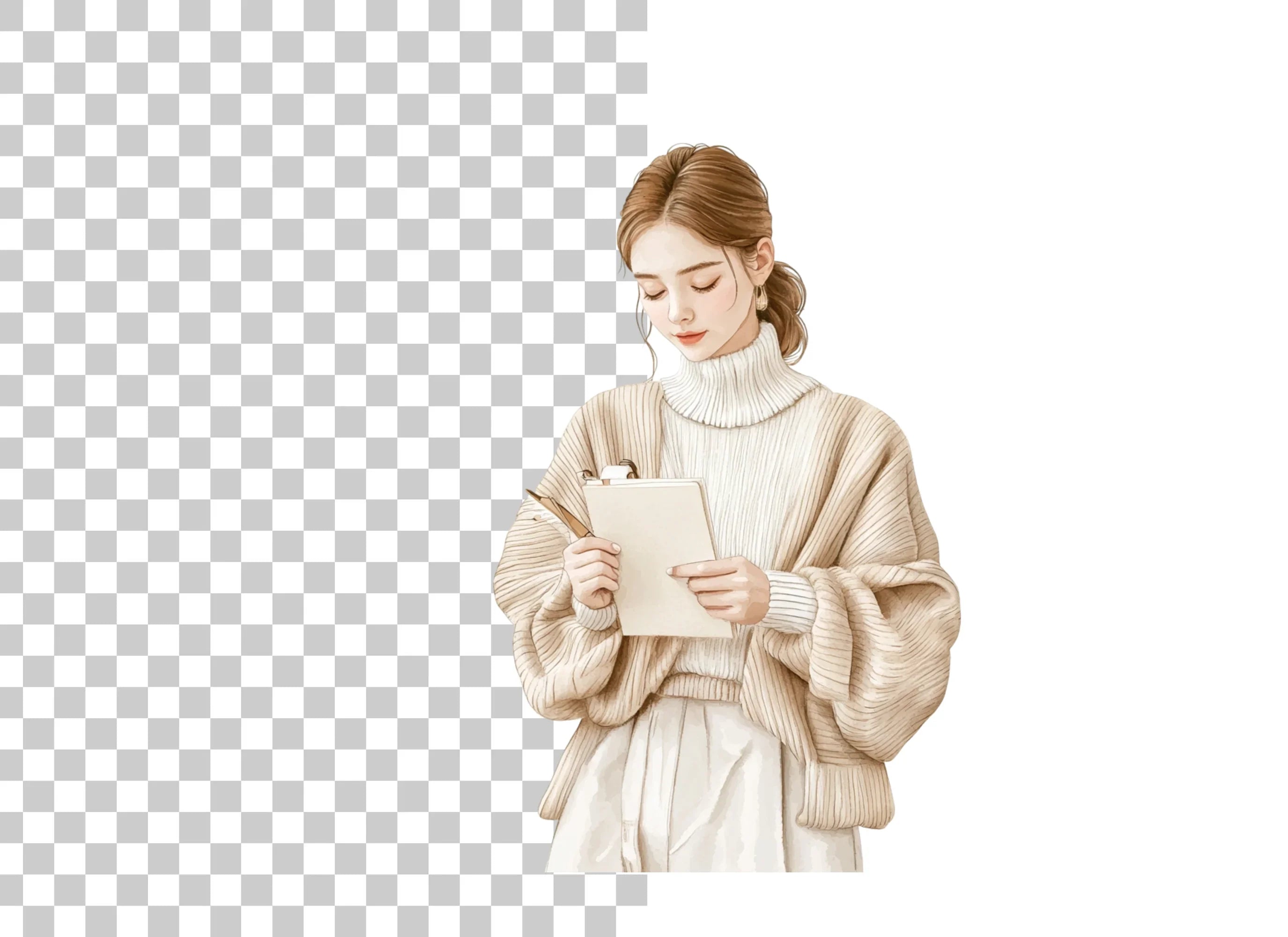 Focused Woman Clipart Bundle