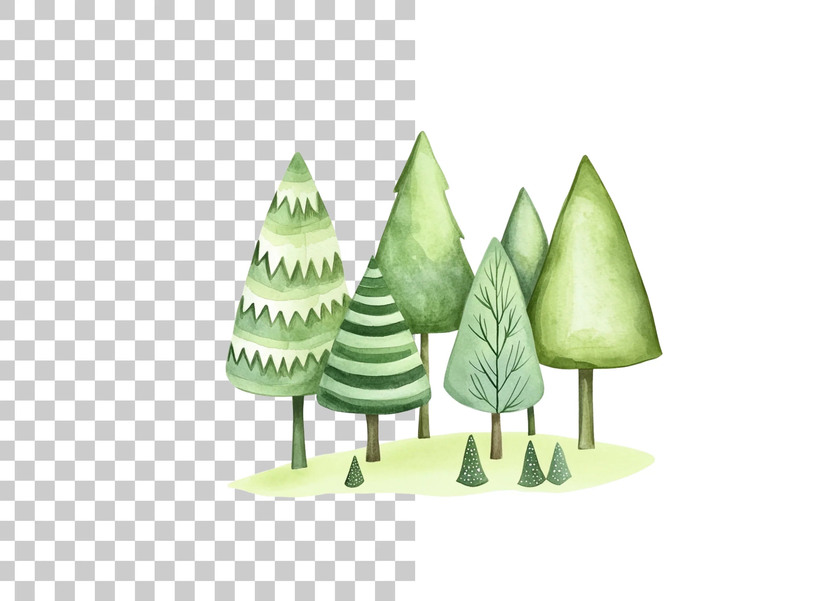 Green Forest Trees Clipart Bundle