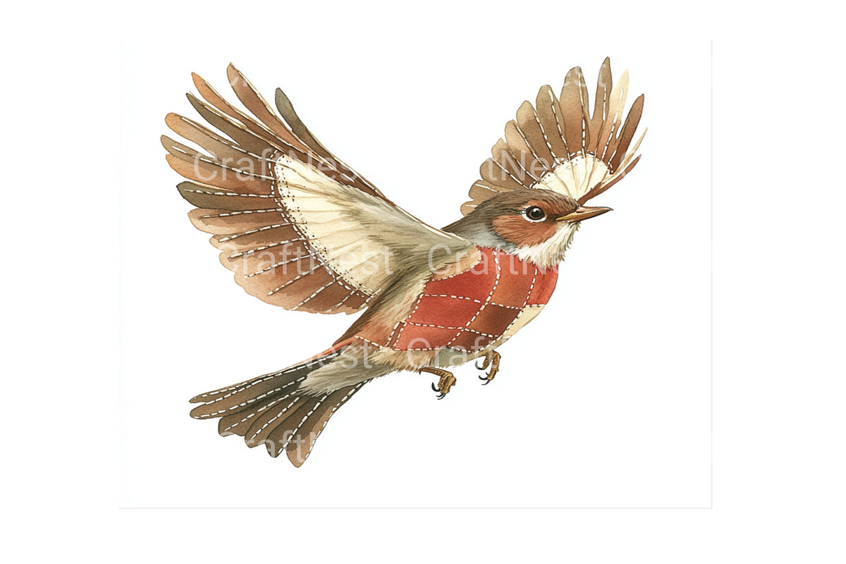 Patchwork Flying Sparrows Designs Clipart Bundle