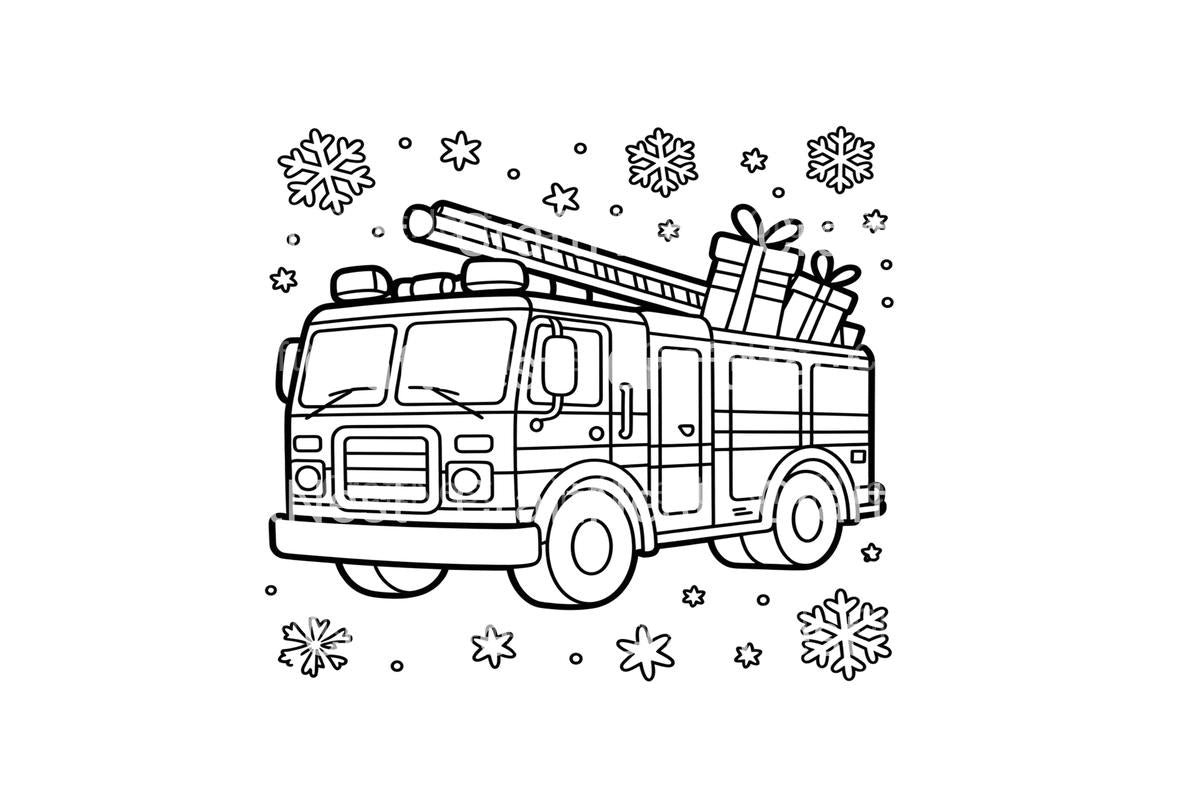 Christmas Fire Truck Coloring Books