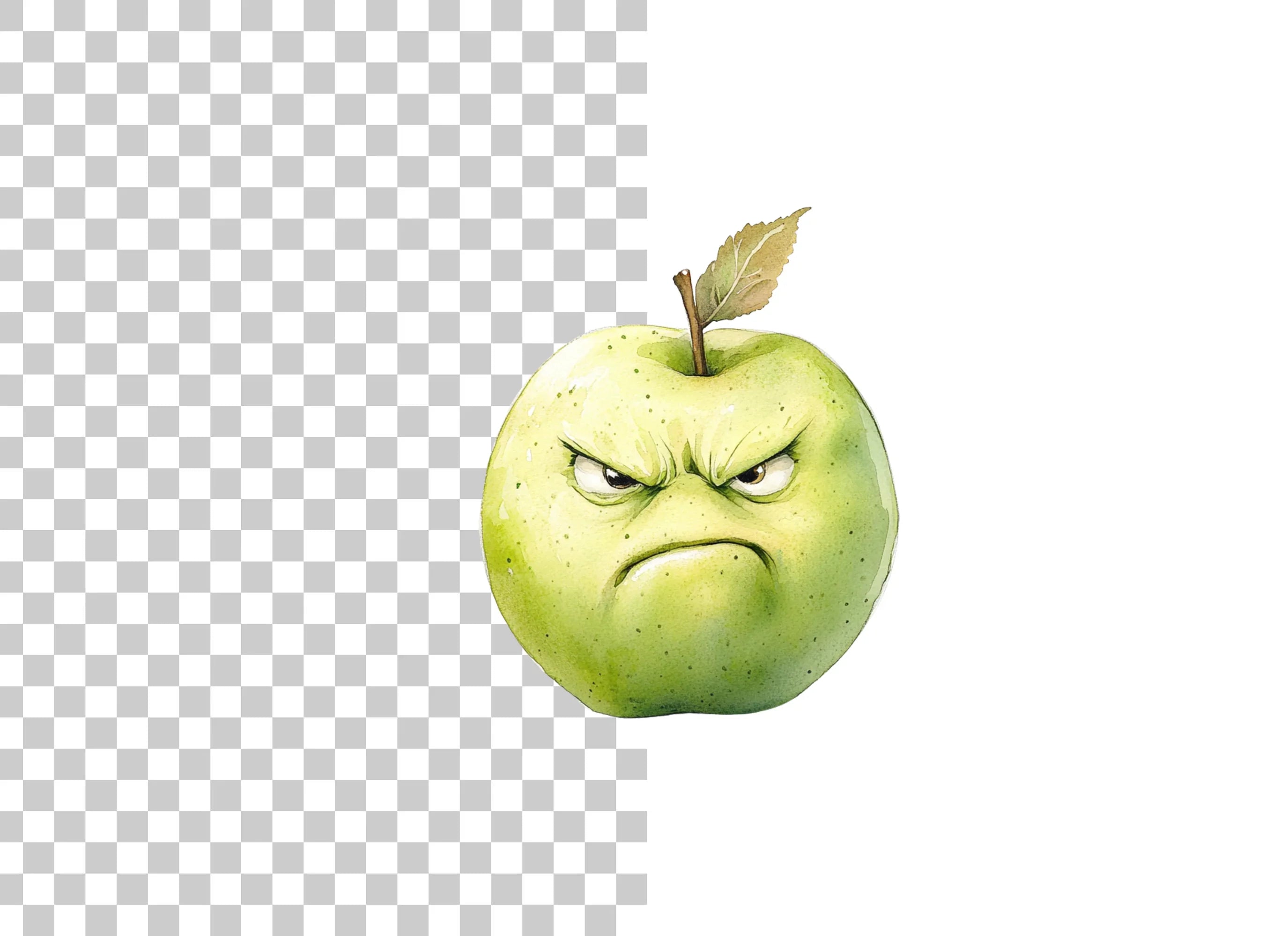 Grumpy Green Apples Clipart Bundle