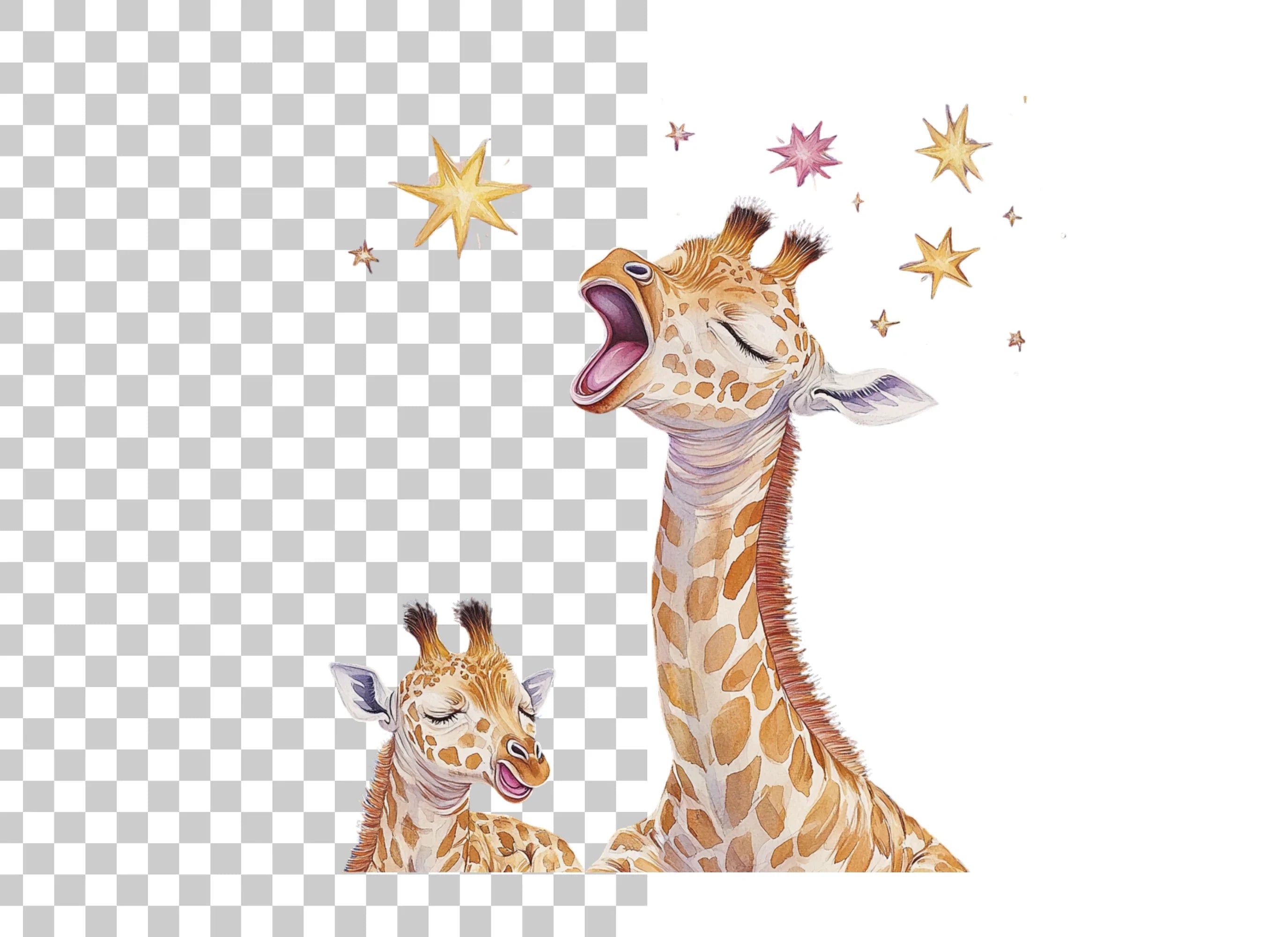 Singing Giraffes with Stars Clipart Bundle