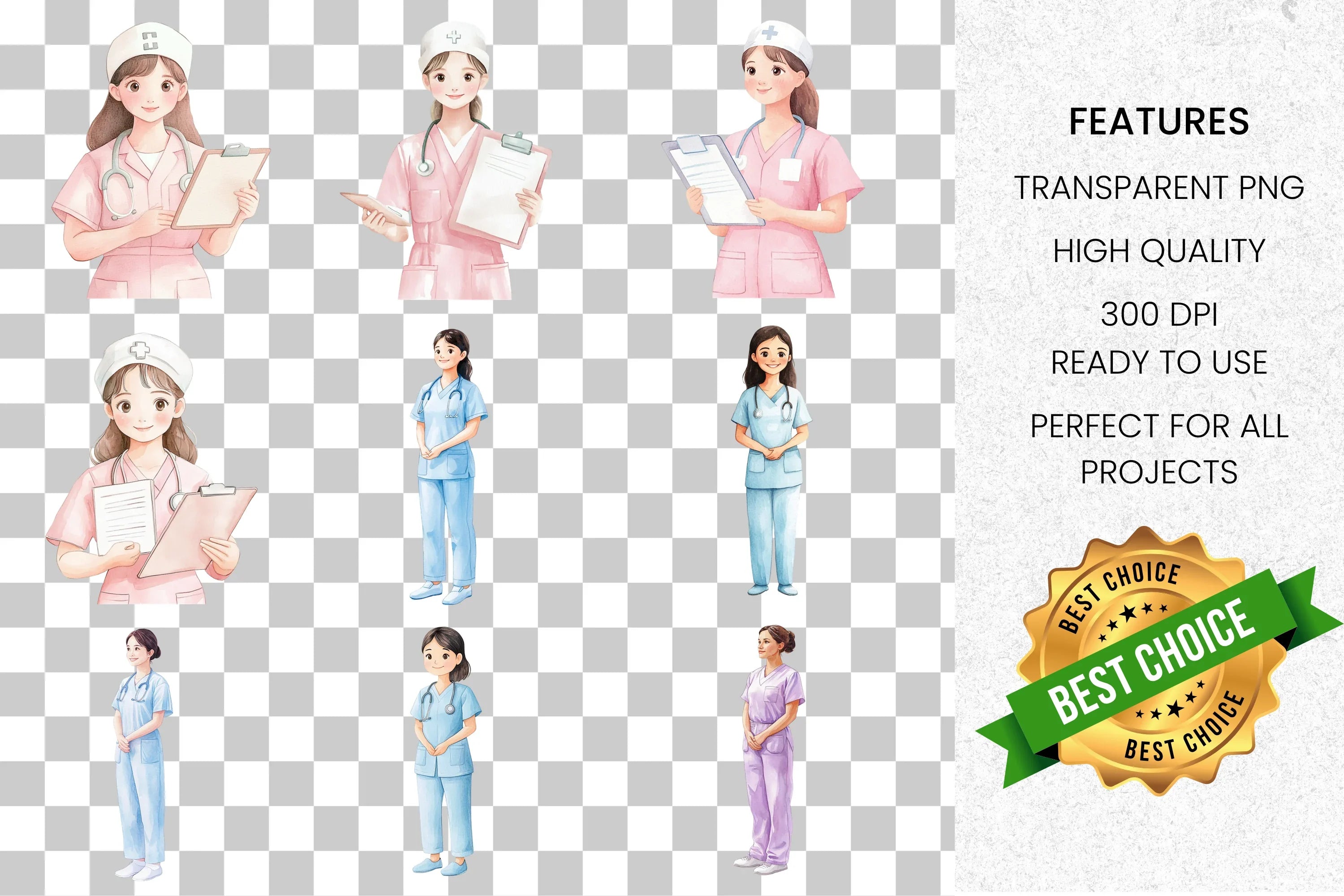 Healthcare Nurse Professional Clipart Bundle