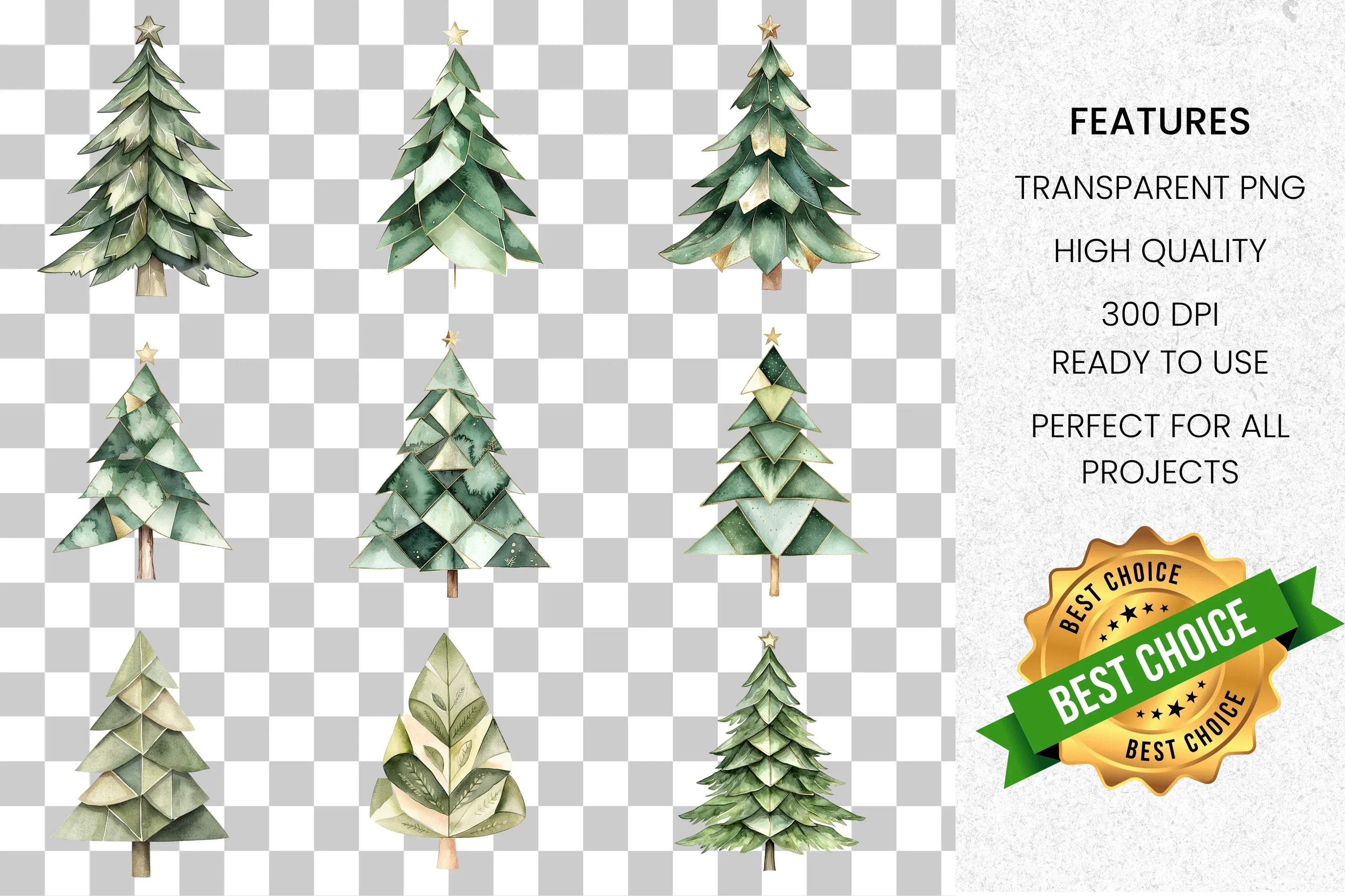 Christmas Tree Clipart Bundle