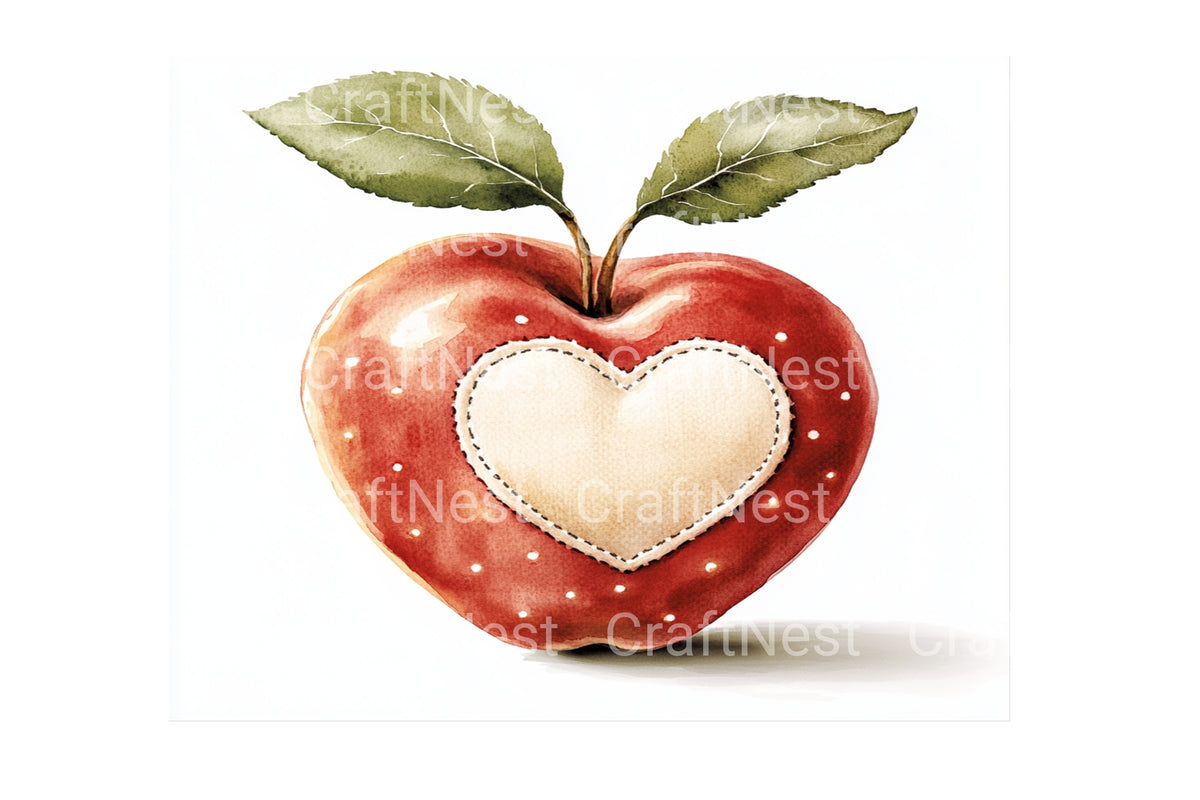 Heart Patch Apple Graphics Clipart Bundle
