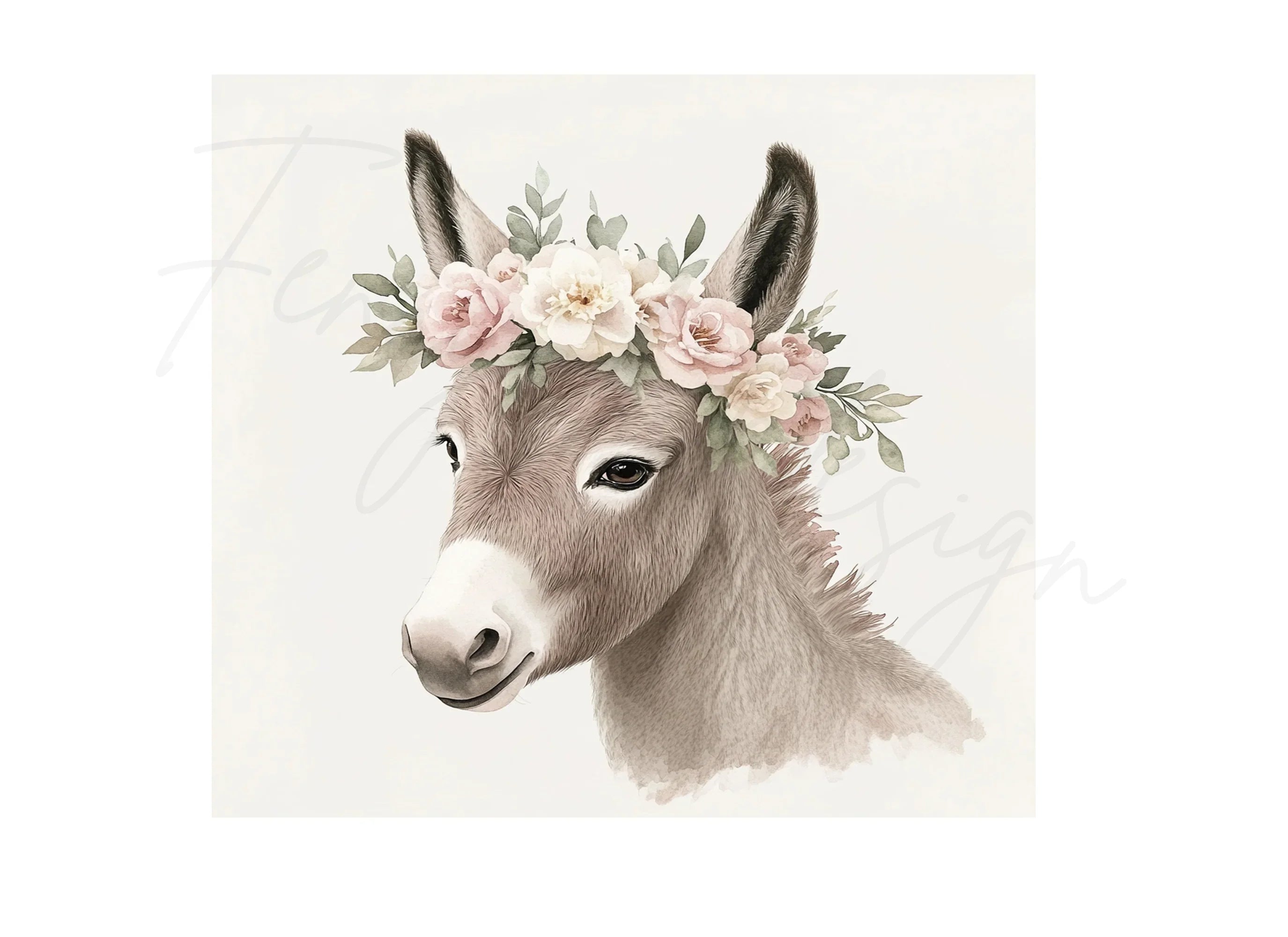 Sweet Donkey Flower Crown Clipart Bundle