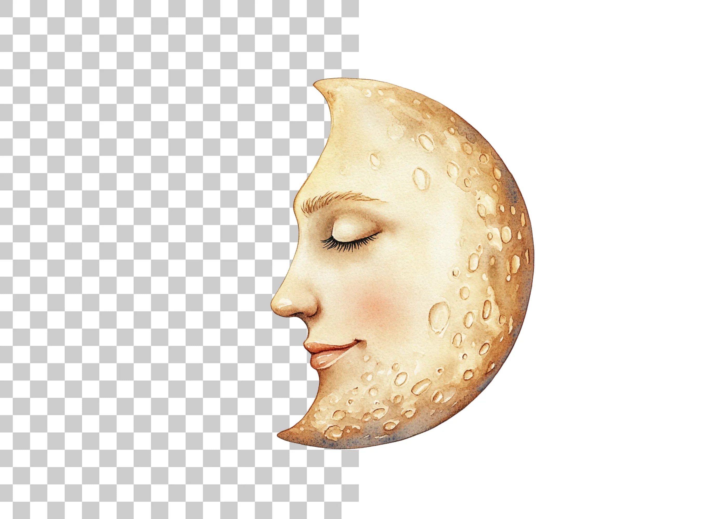 Sleeping Moon Face Clipart Bundle