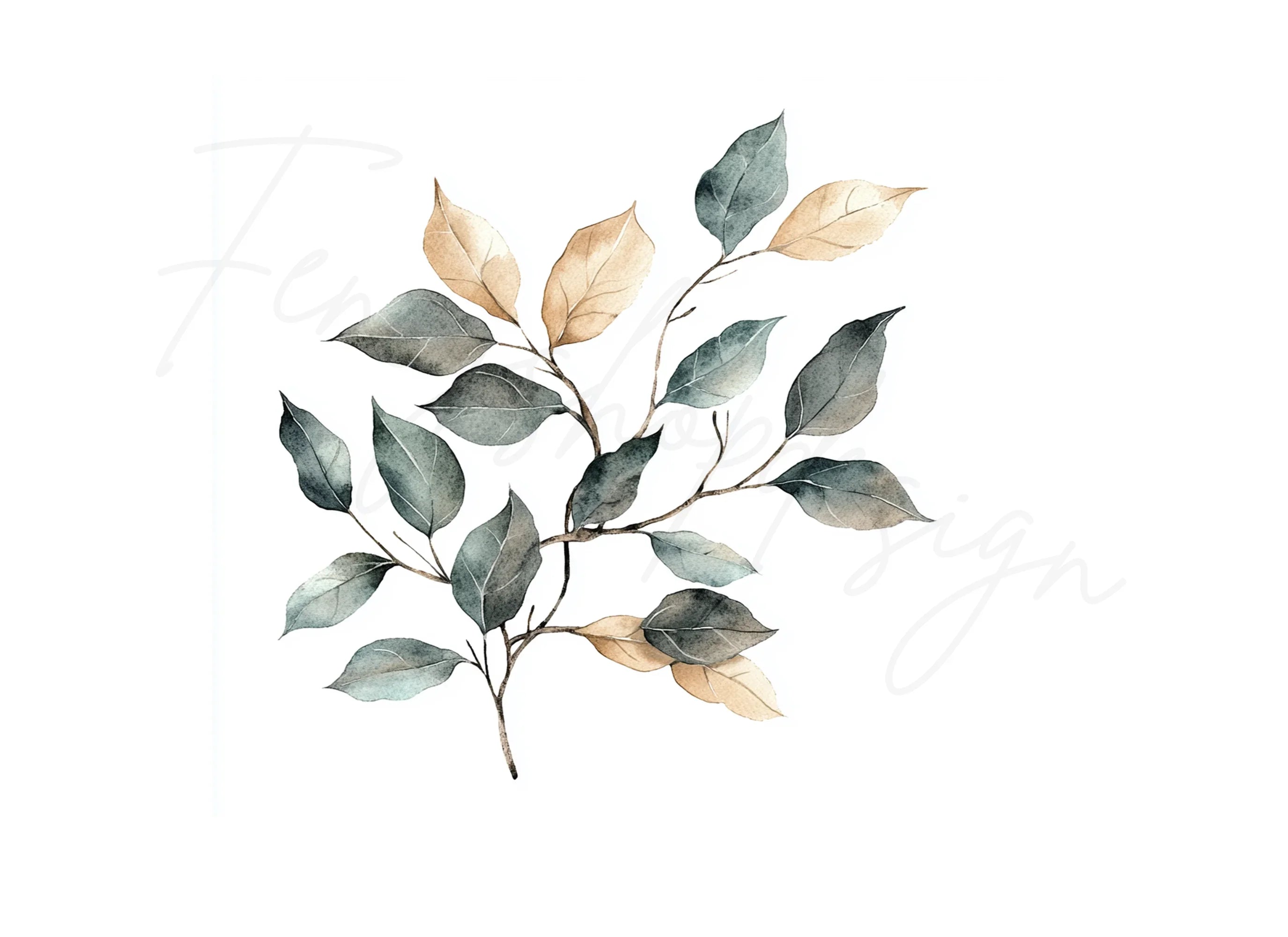 Ethereal Leaf Branches Clipart Bundle