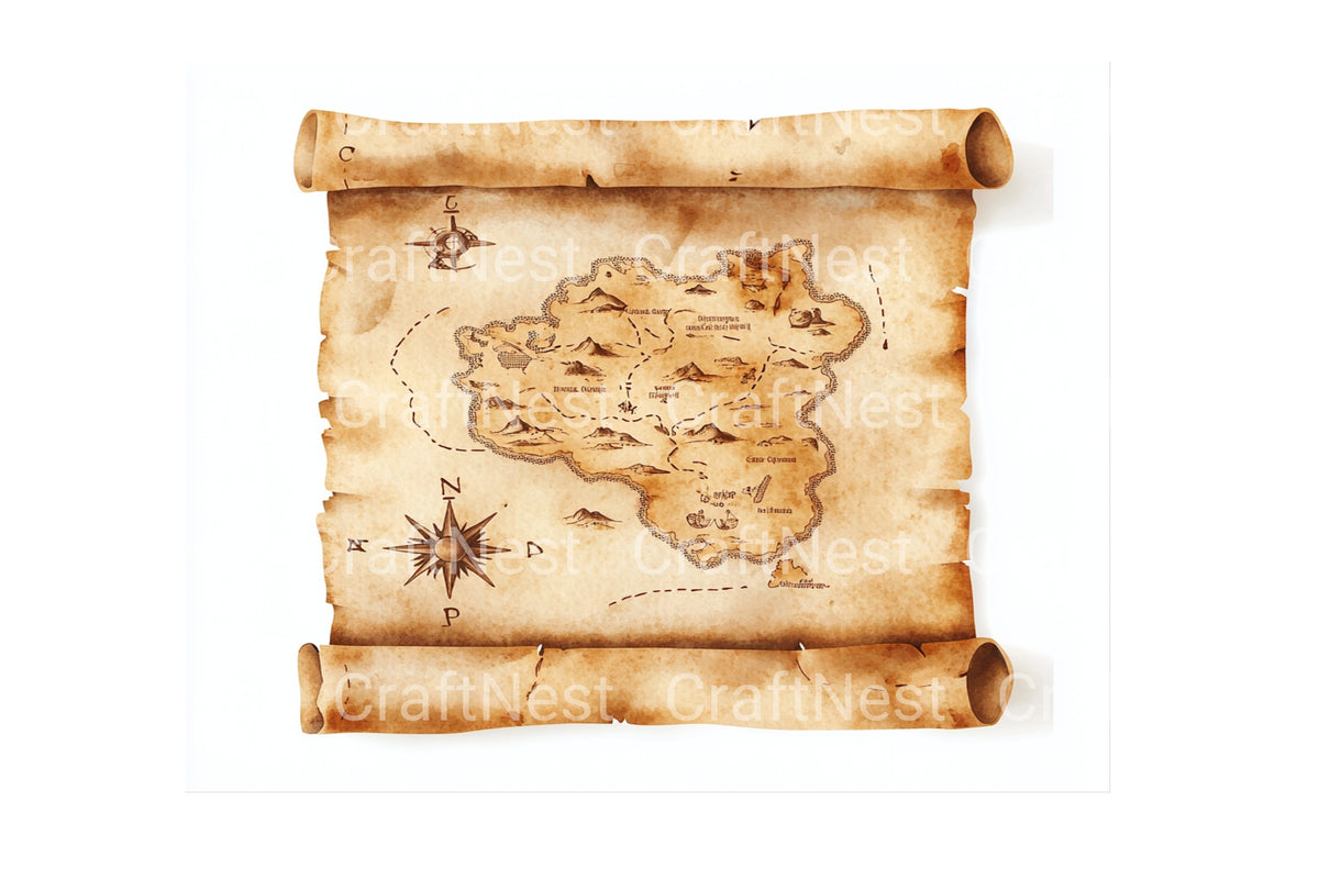 Pirate Map Tropical Island Clipart Bundle