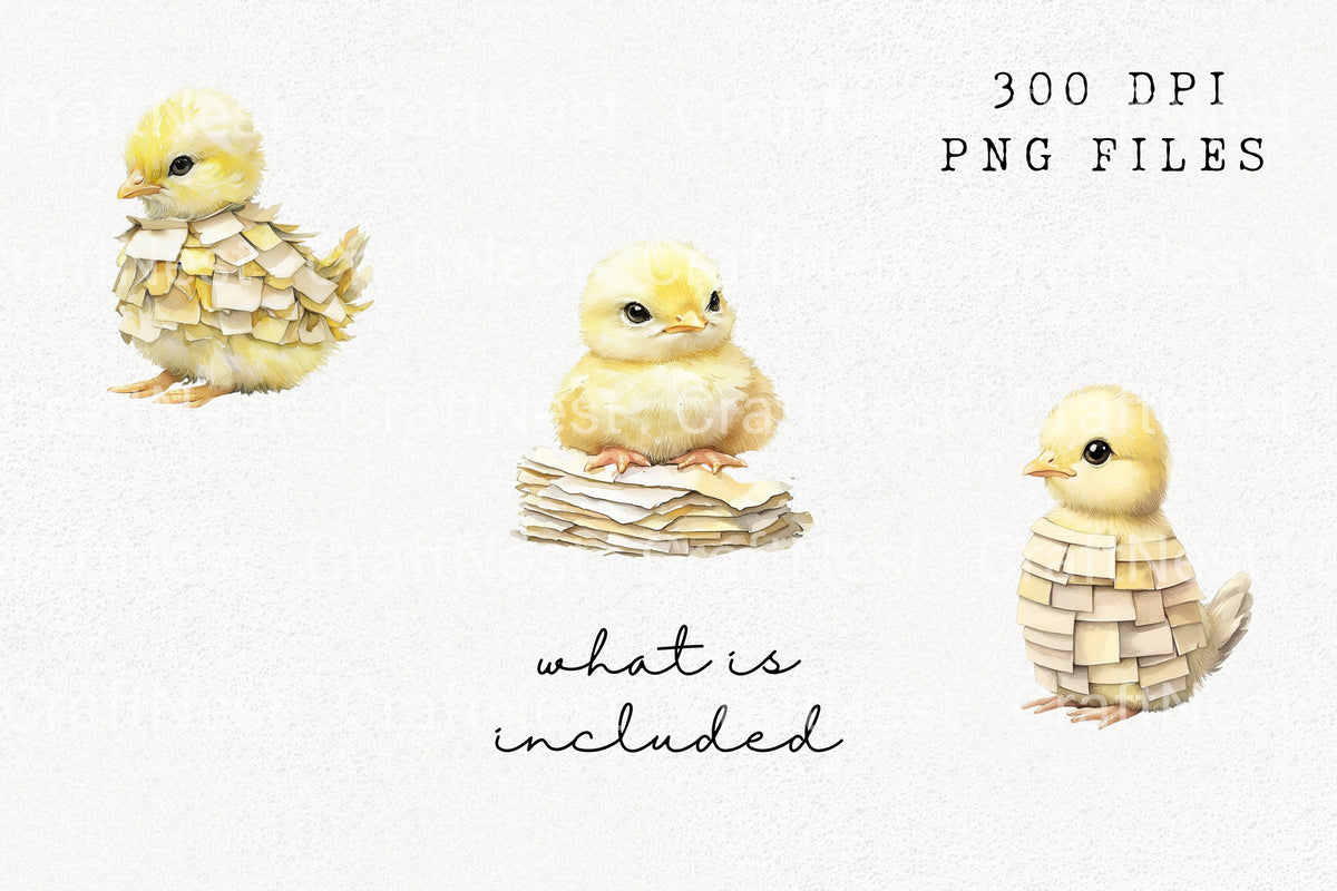Textured Baby Chick Designs Clipart Bundle