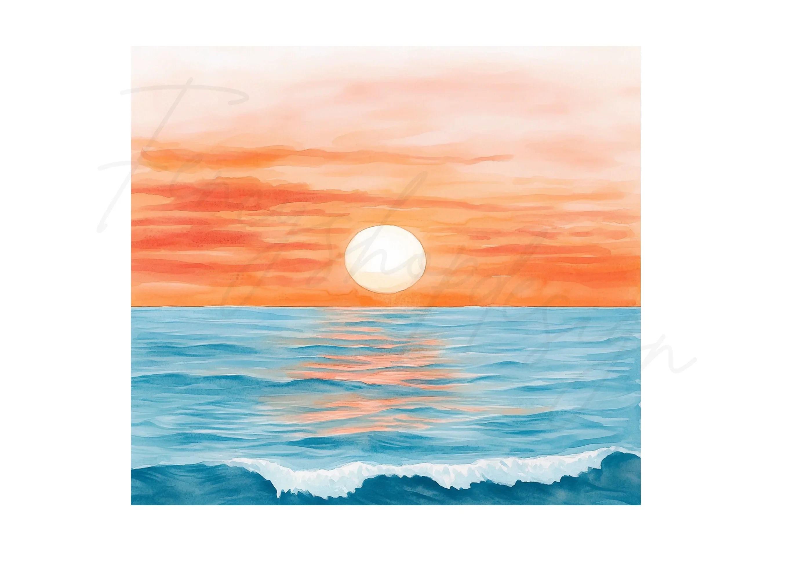 Vibrant Sunset Over Ocean Clipart Bundle