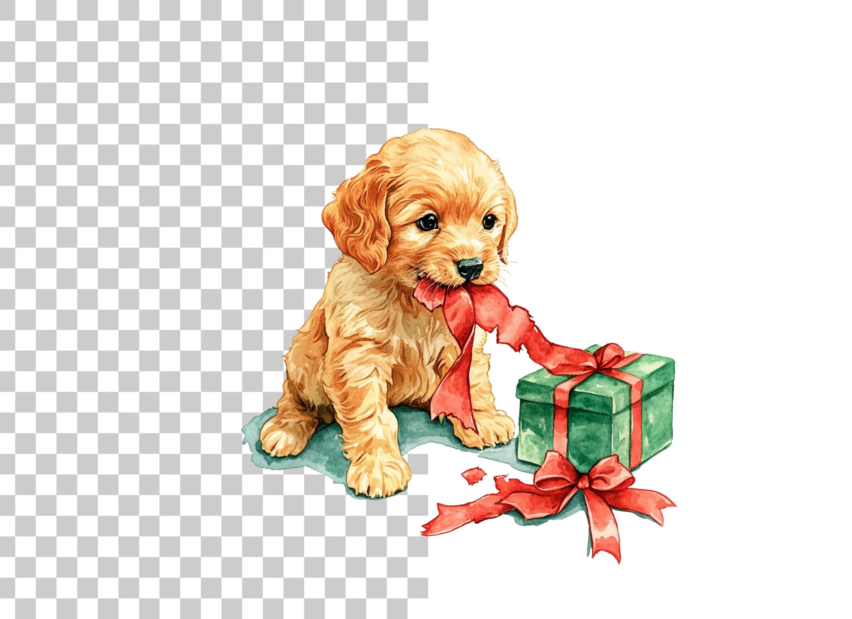 Cute Puppy Christmas Gift Clipart Bundle