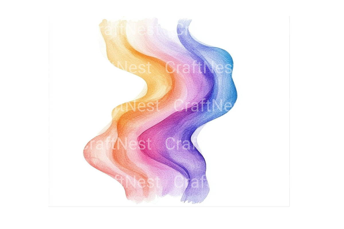 Rainbow Waves Illustrations Clipart Bundle