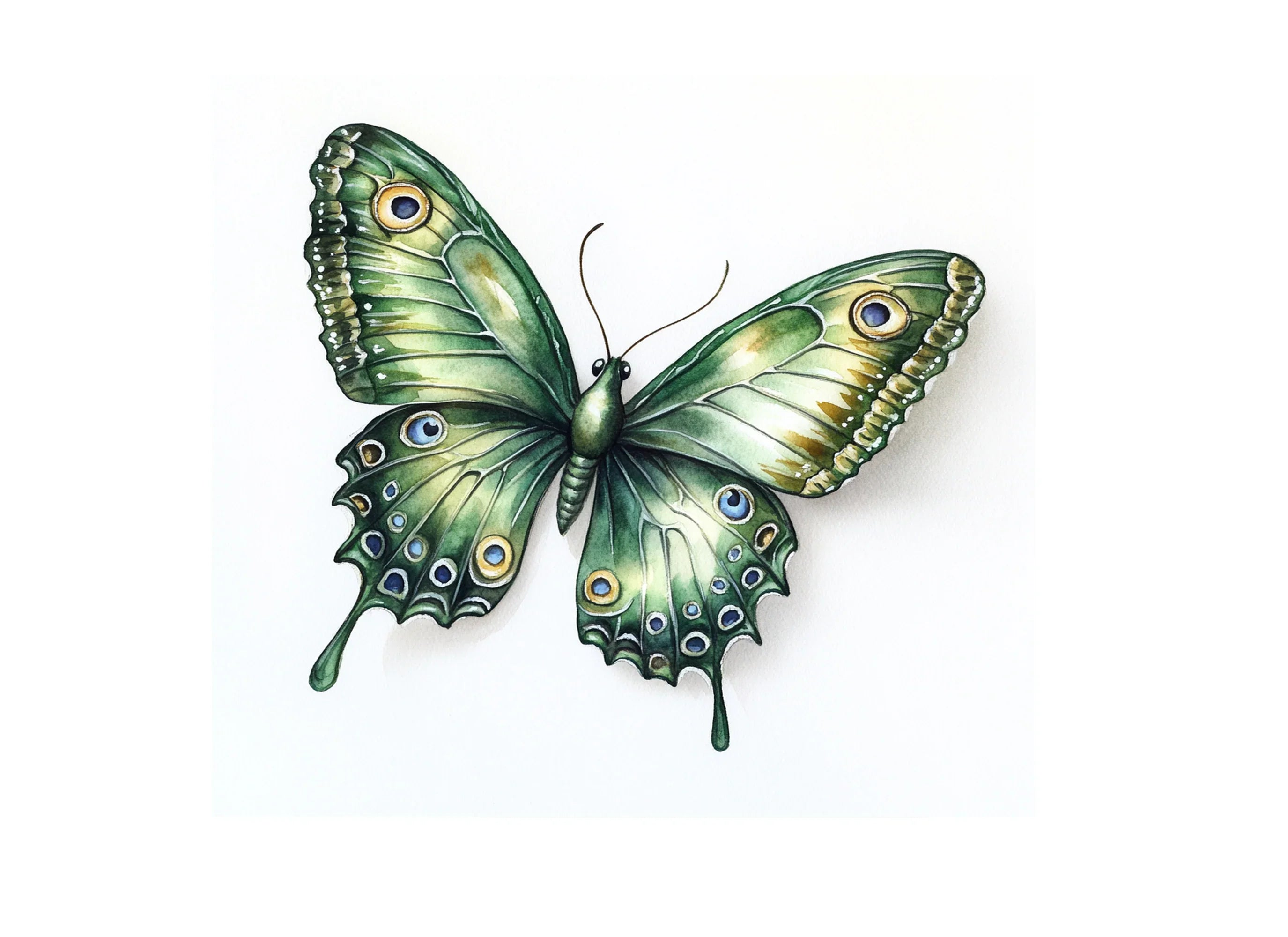 Green and Blue Butterfly Clipart Bundle
