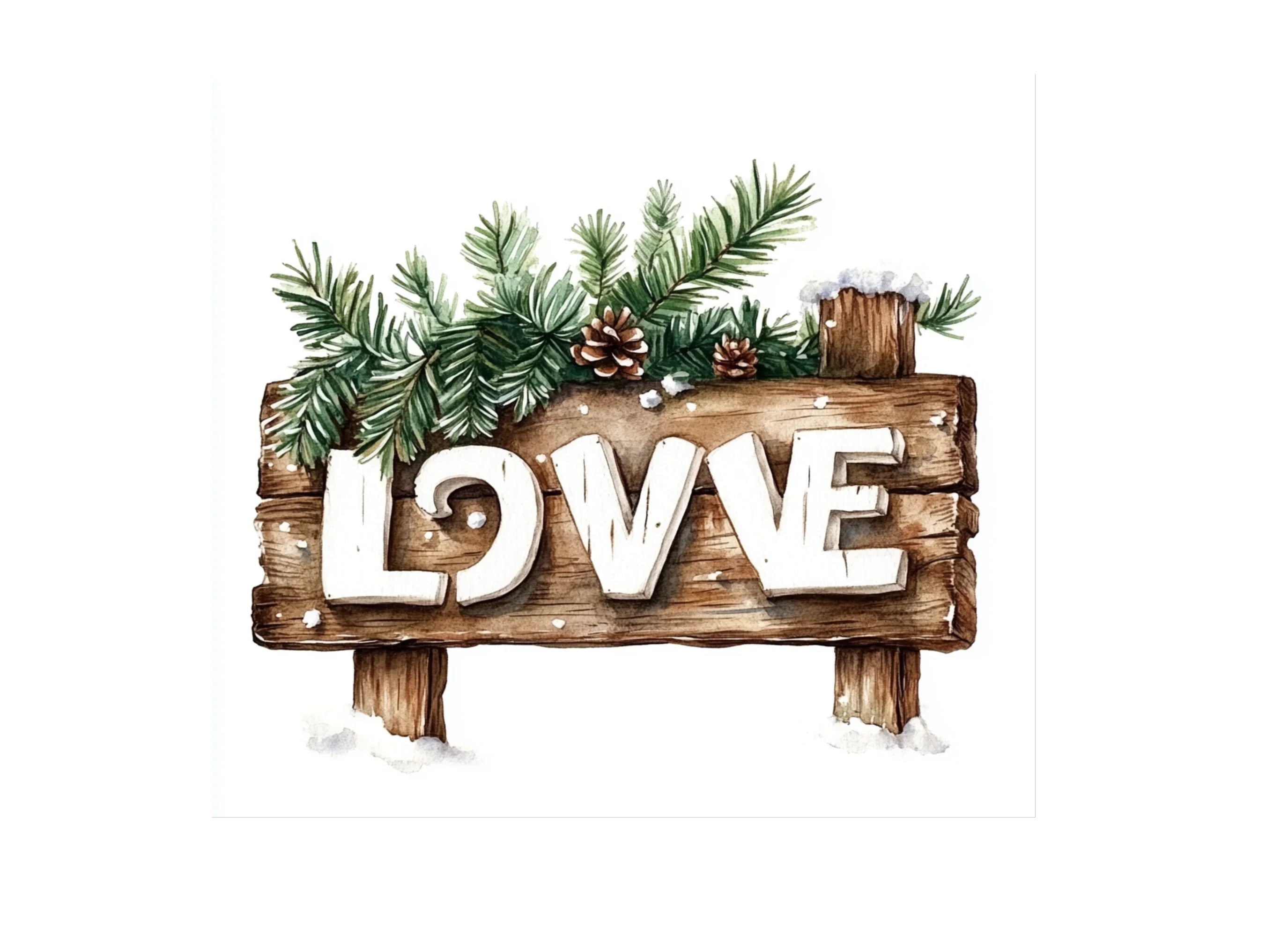 Winter Love Wood Sign Clipart Bundle