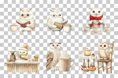 Cozy Owl Coffee & Tea Time Clipart Bundle - CraftNest - Digital Crafting and Art