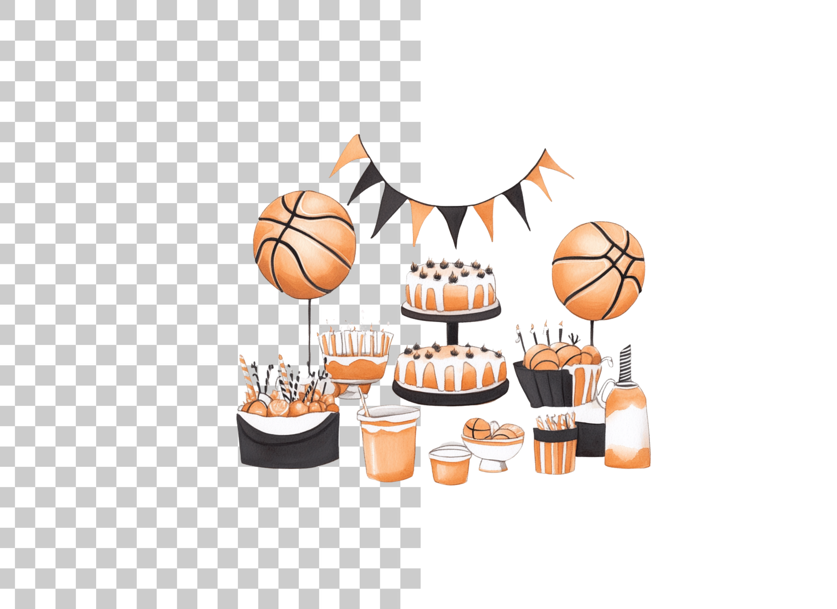 Basketball Party Elements Clipart Bundle