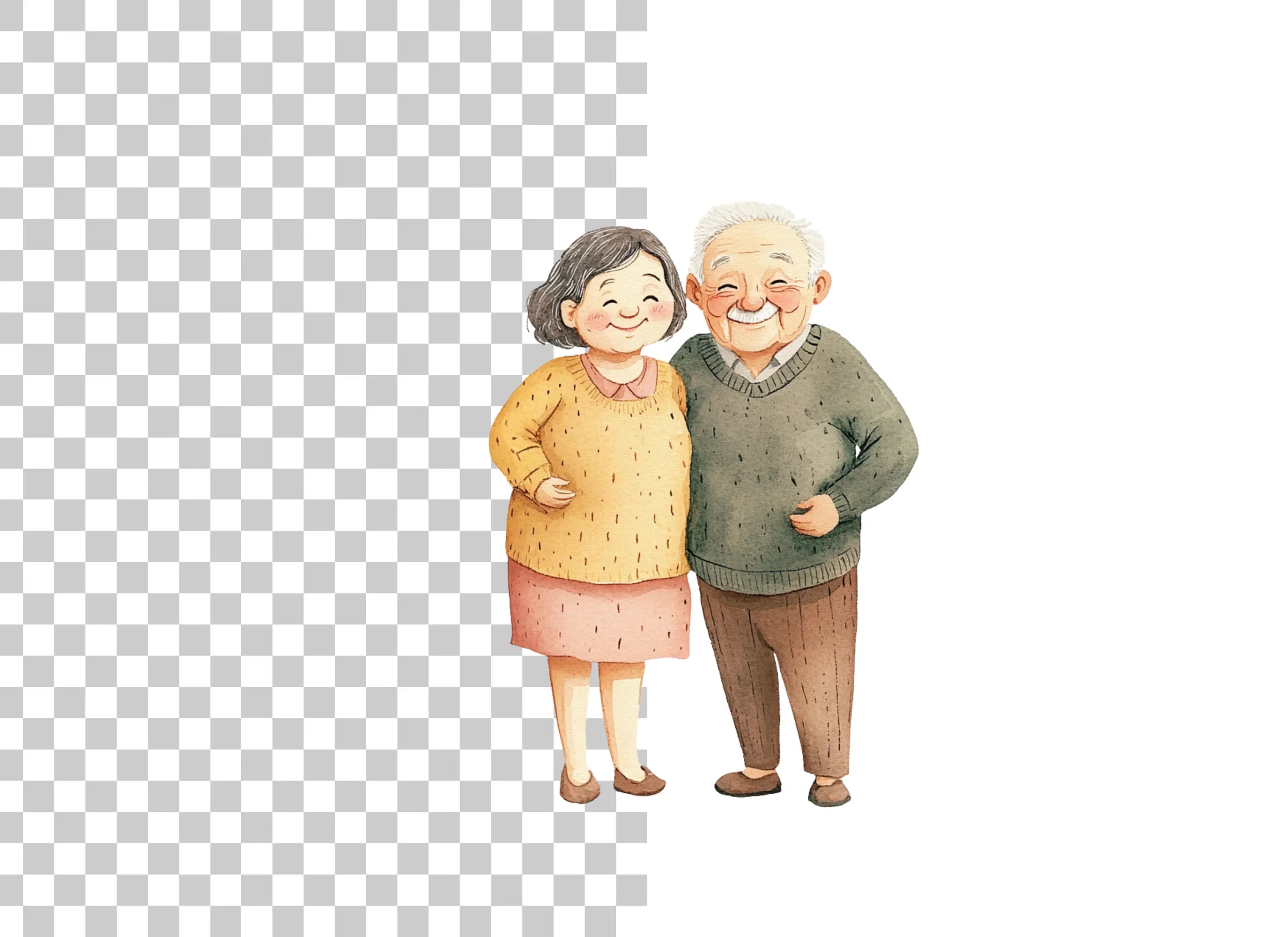 Diverse Elderly Couples Clipart Bundle