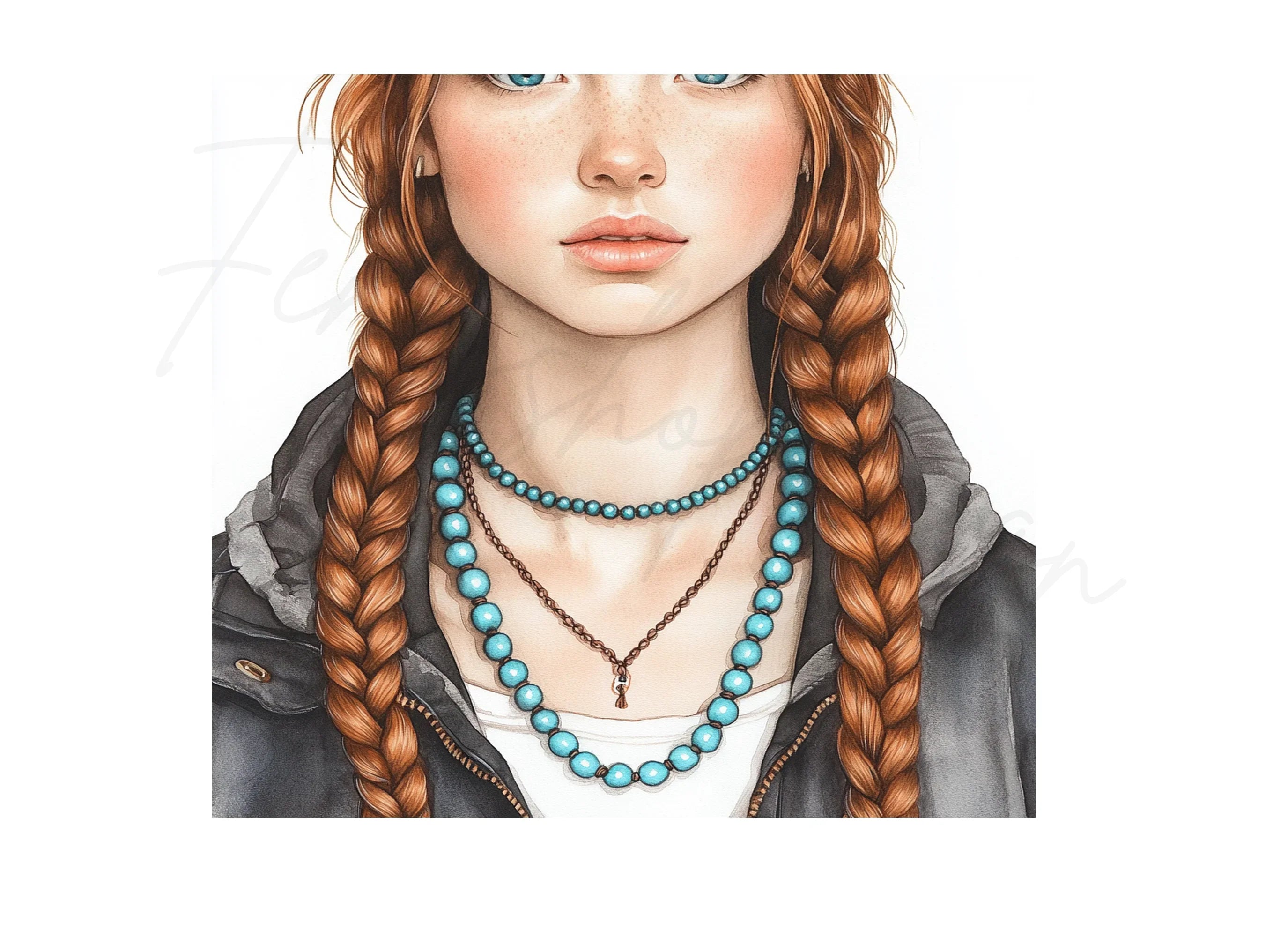 Redhead Girl With Braids Clipart Bundle