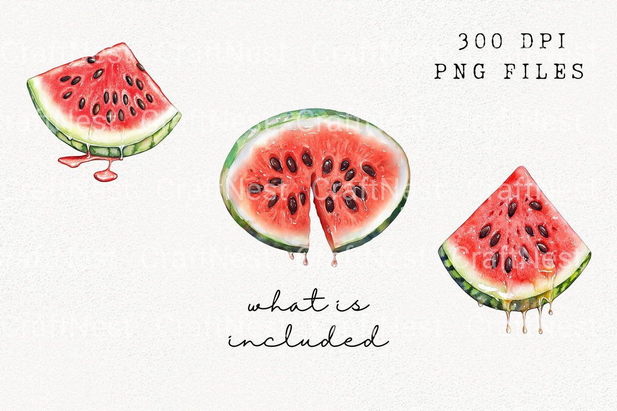 Juicy Watermelon Slice With Drips Clipart Bundle