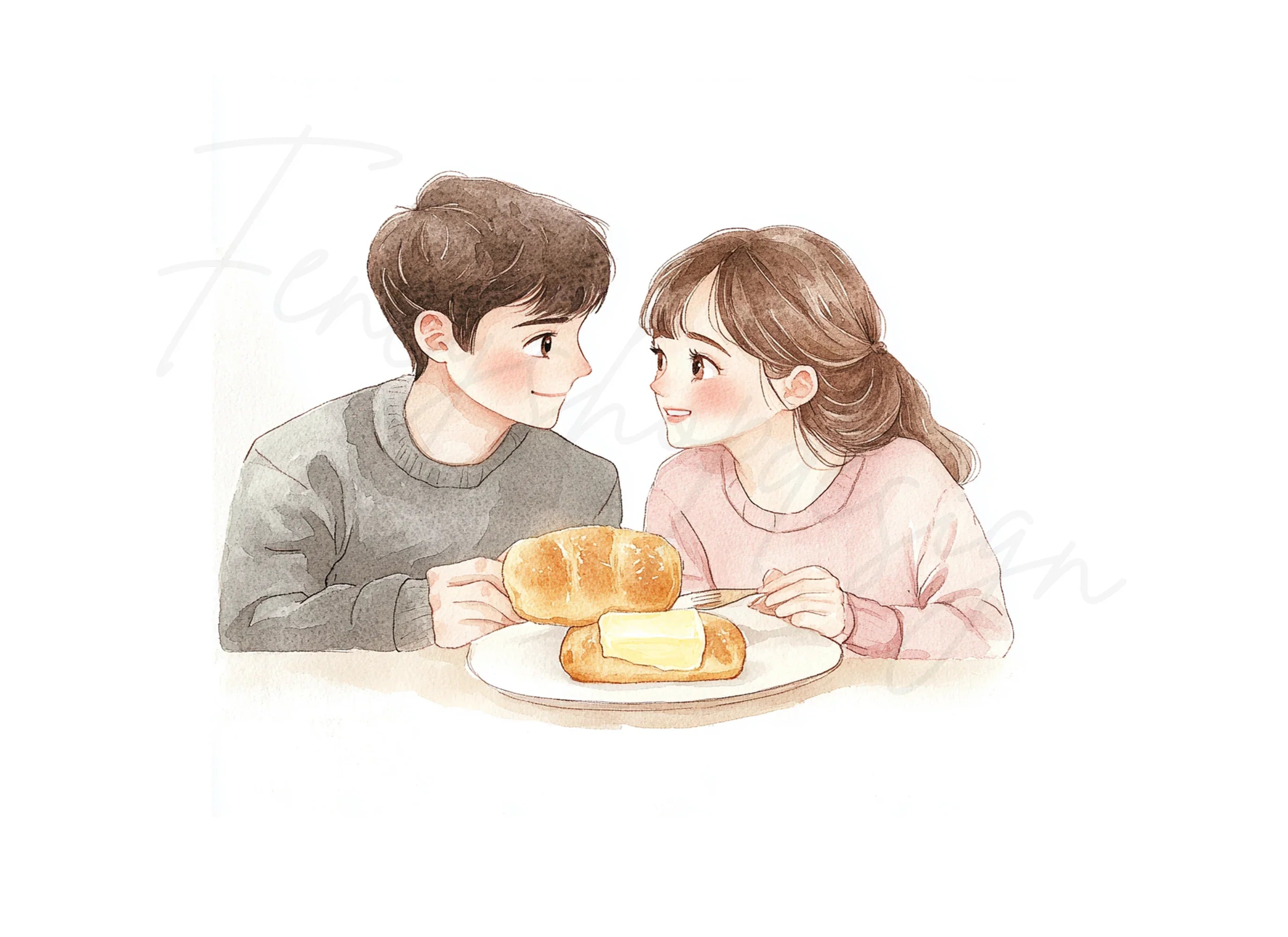Couple Breakfast Clipart Bundle