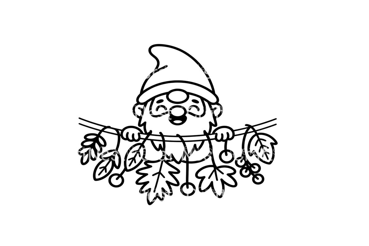 Autumn Gnomes with Leaf Garlands Coloring Books