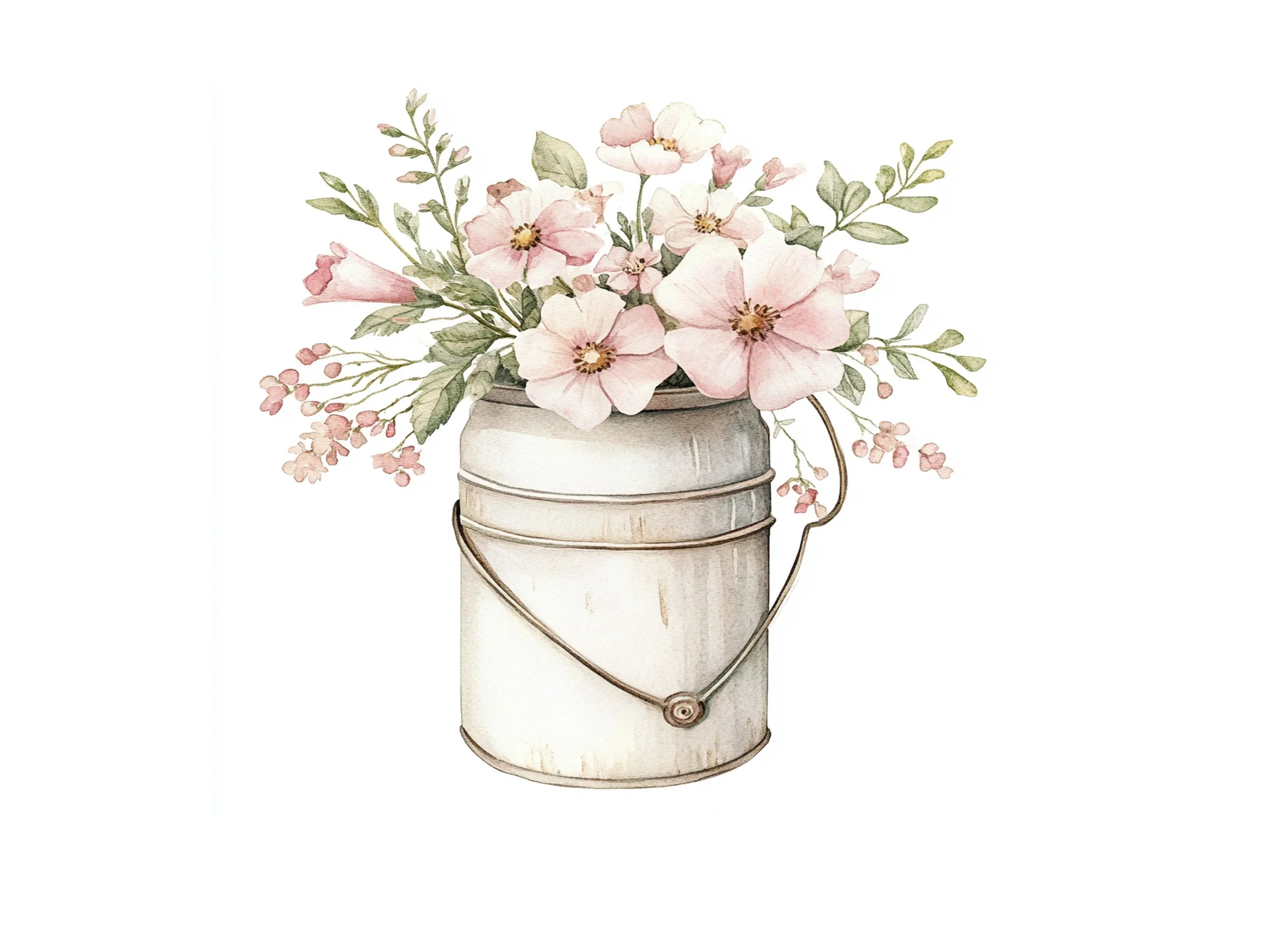 Floral Milk Can Clipart Bundle