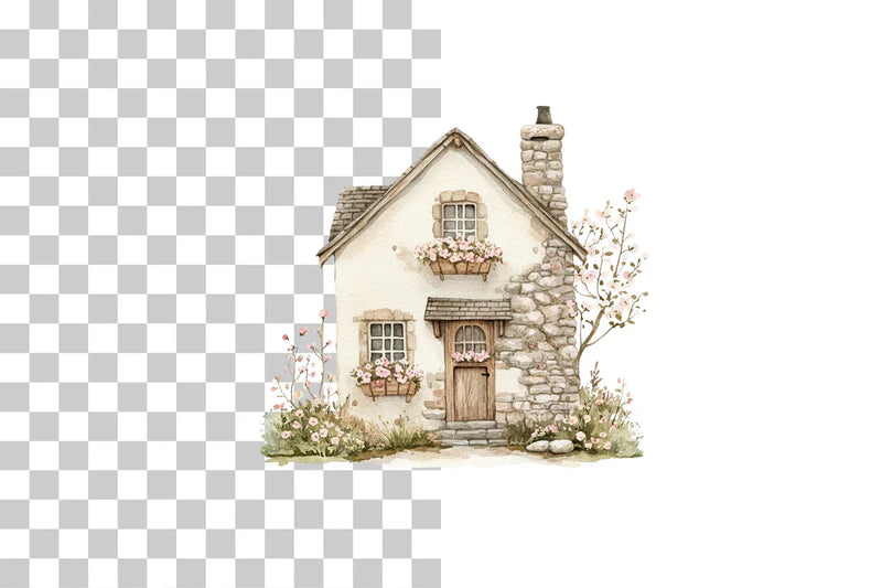 Country Cottage Garden House Clipart Bundle - CraftNest - Digital Crafting and Art